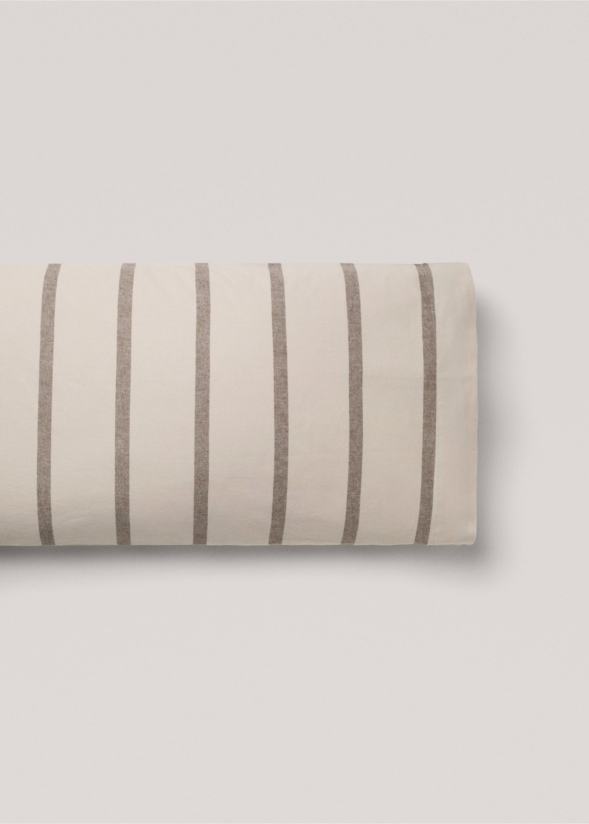 100% cotton flannel striped pillowcase 45x110cm - Article without model, Beige. Ref: 77007668-00.