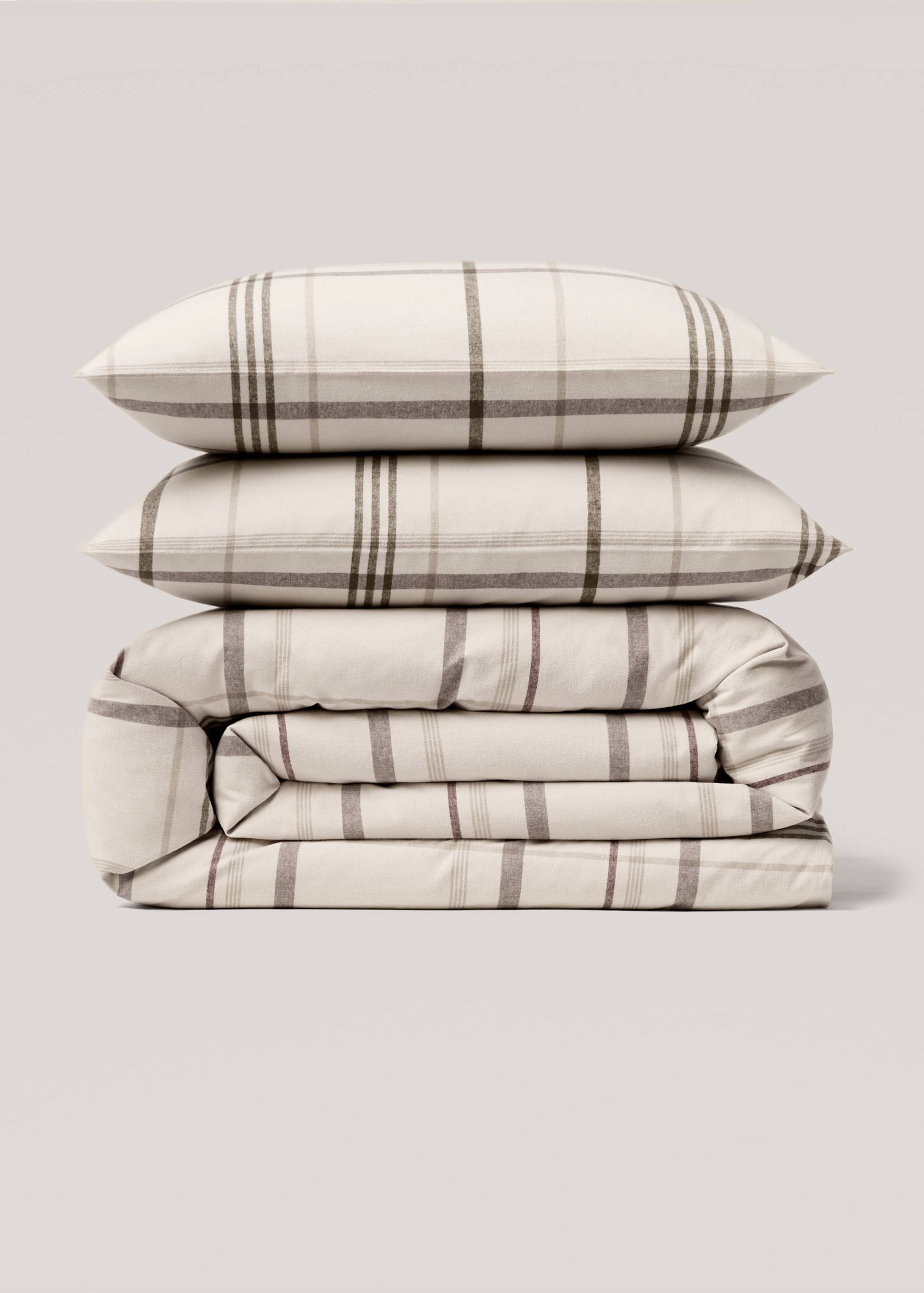 Duvet cover reversible flannel checkered flannel bed 180cm - Article without model