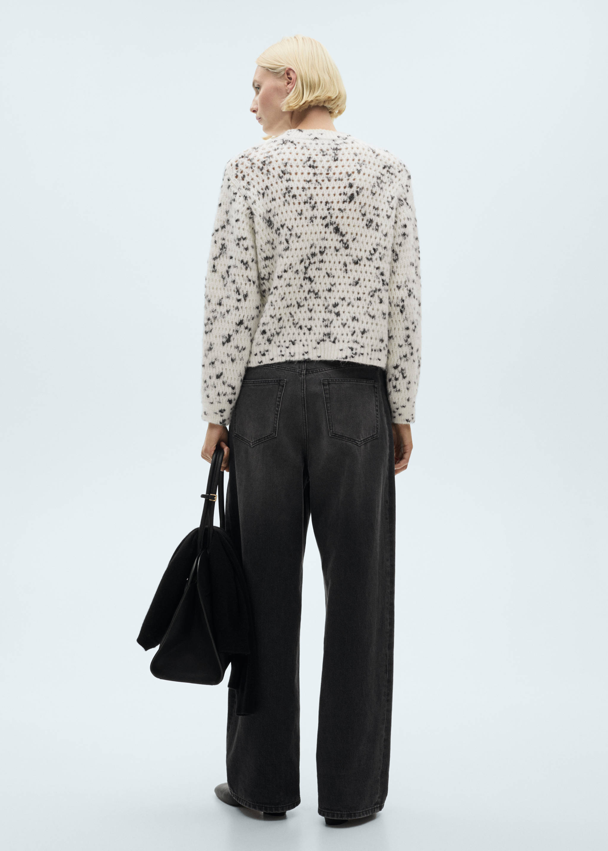 Marbled knitted sweater with lace pattern - Reverse of the article