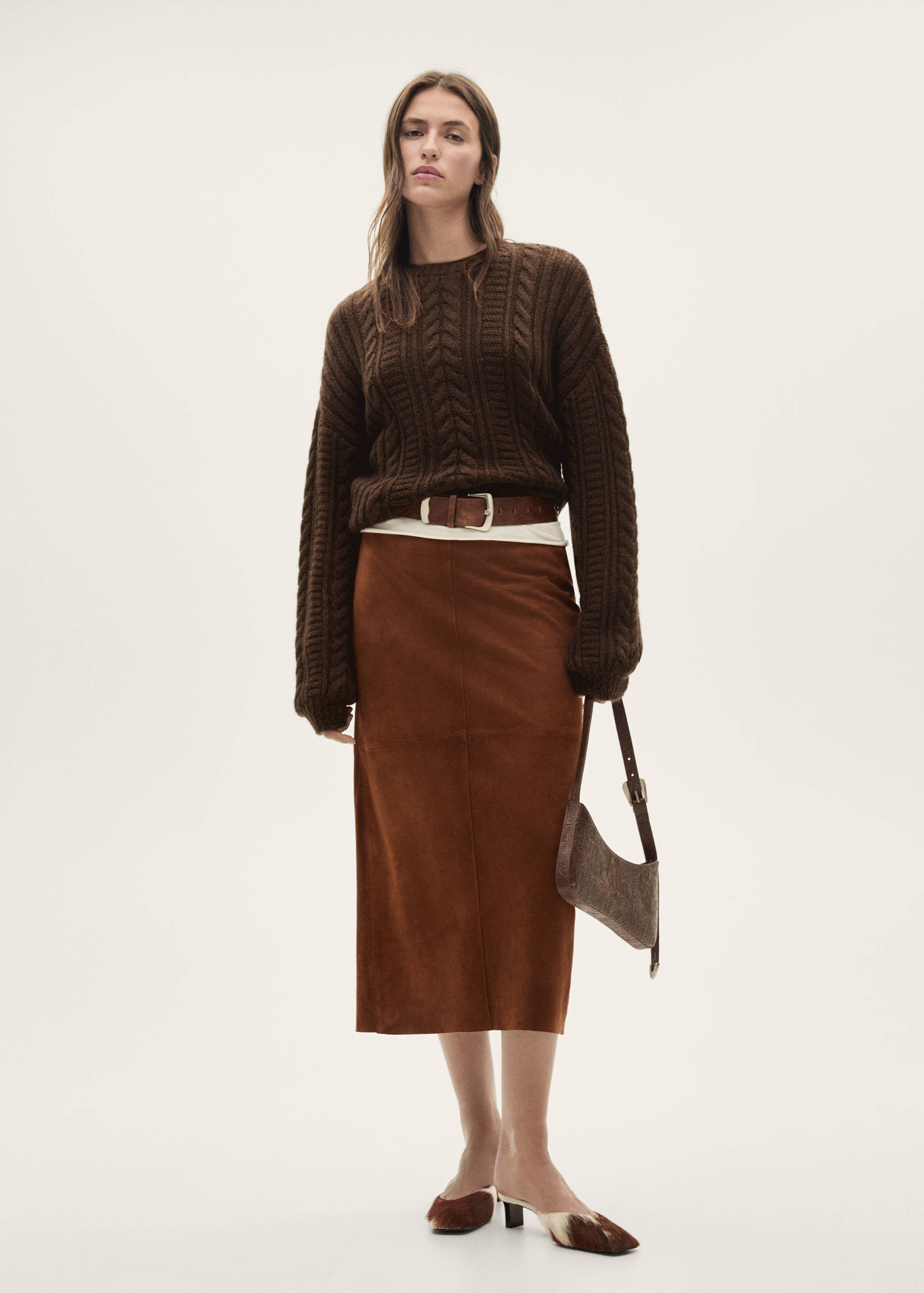 Round-neck braided sweater - General plane