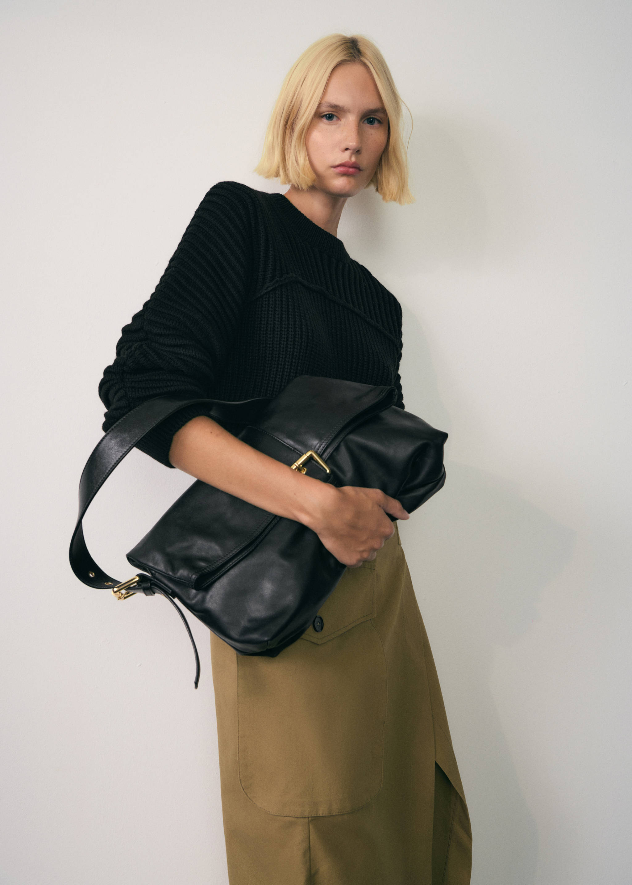 Jersey punto manga abullonada - Plano medio