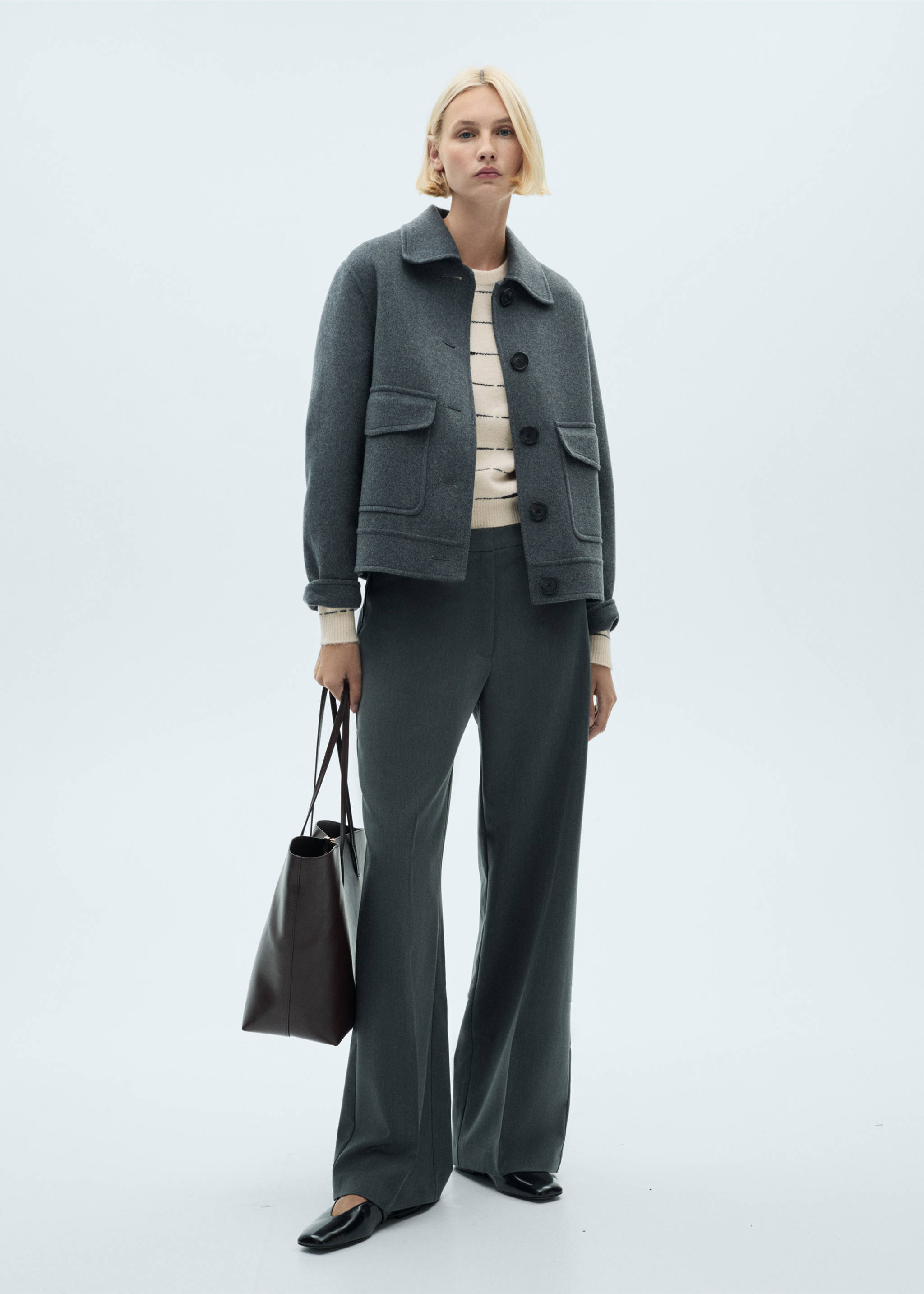 Runda-nacke randig tröja - Allmän bild, Sand. Ref: 77007683-00.