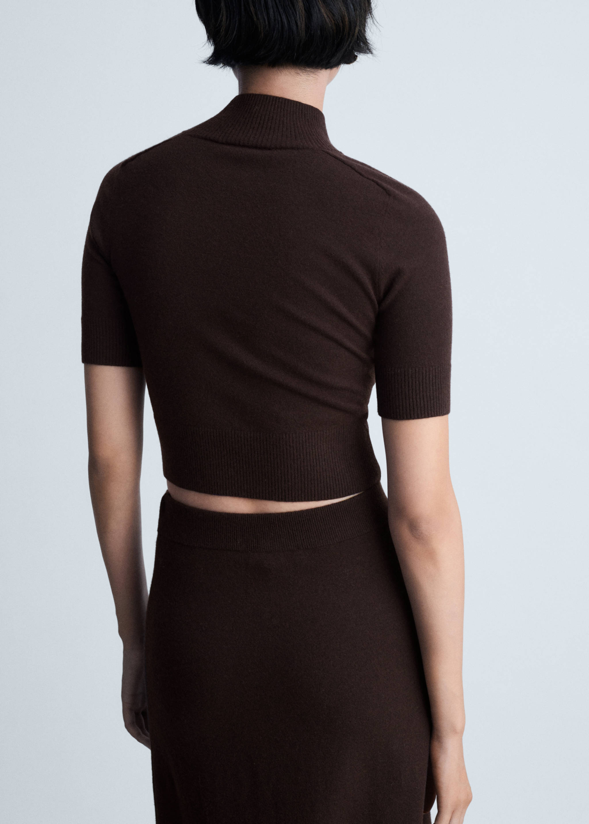 Perkins-neck short-sleeved sweater - Reverse of the article