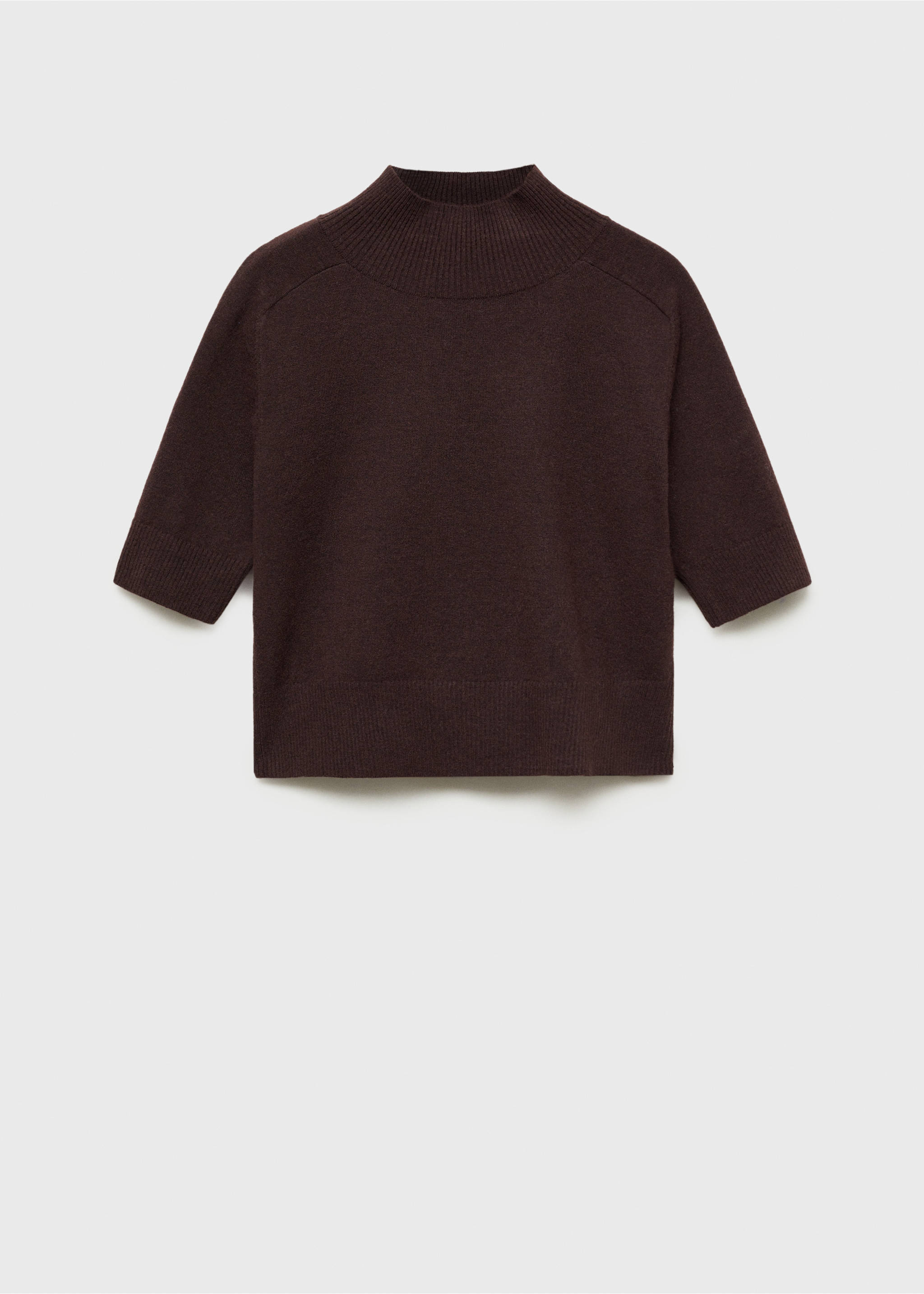 Perkins-neck short-sleeved sweater - Article without model, Brown. Ref: 77007685-00.