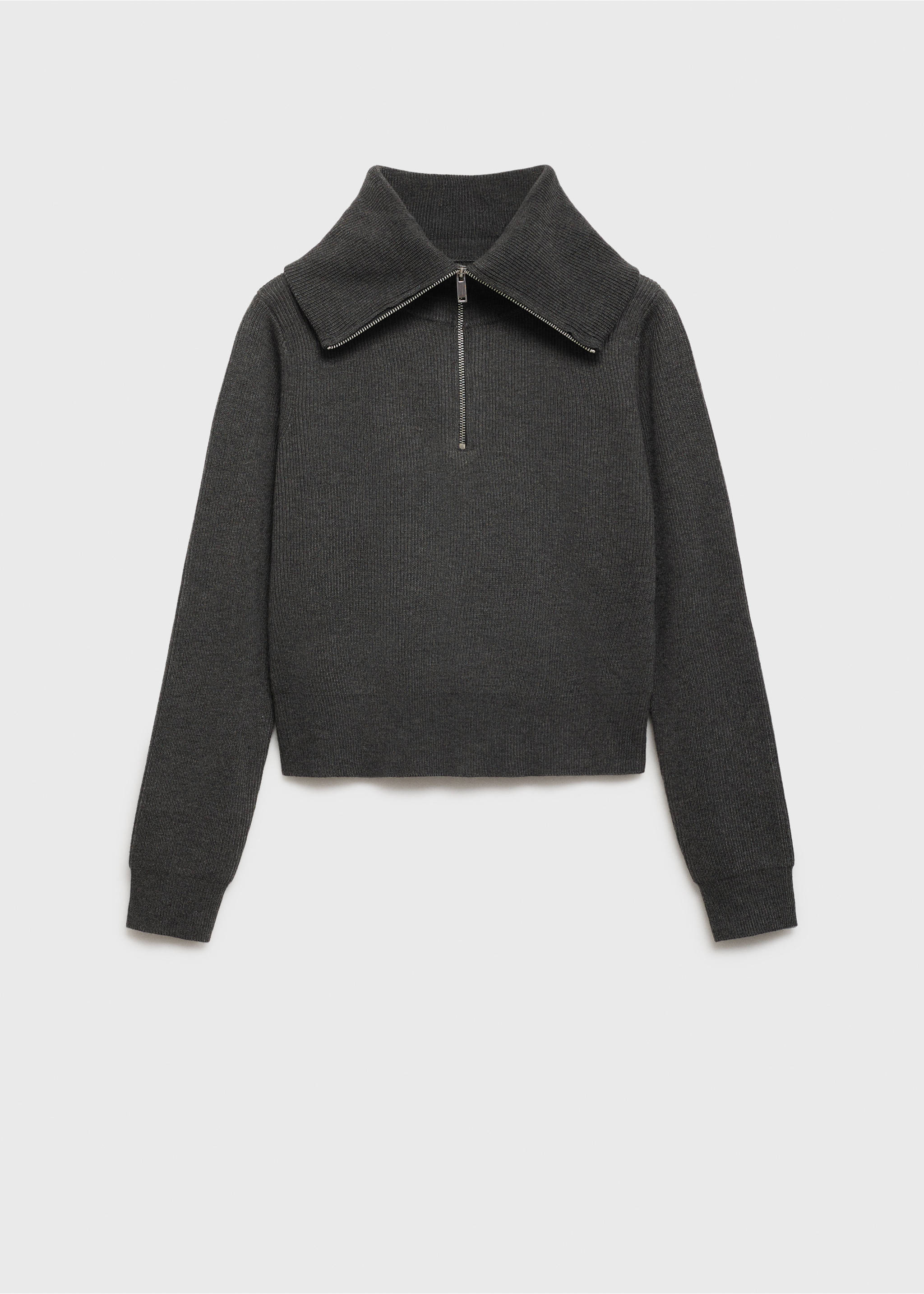 High neck sweater with zip - Article without model, Charcoal. Ref: 77007687-00.