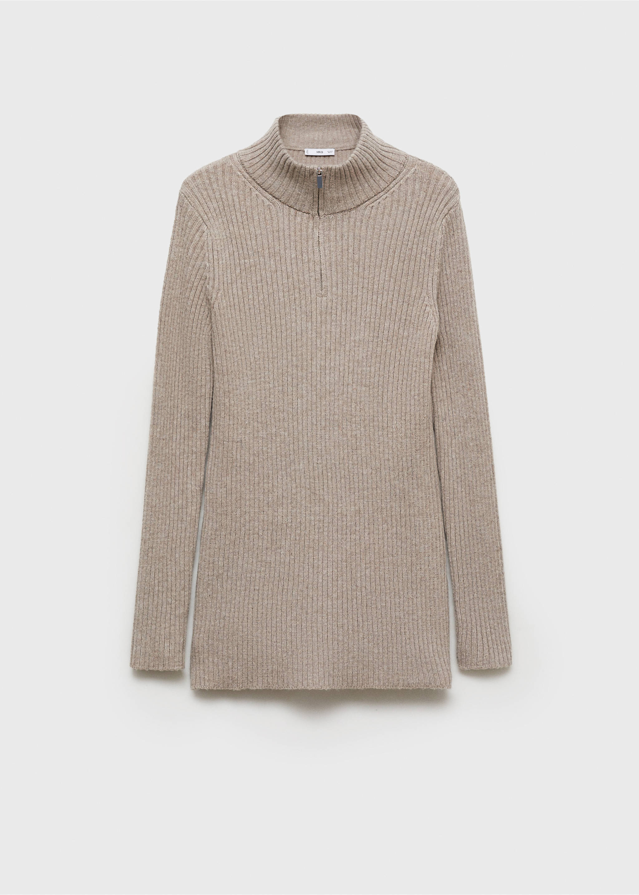 Ribbed sweater with zip - Article without model, Light/Pastel Grey. Ref: 77007688-00.