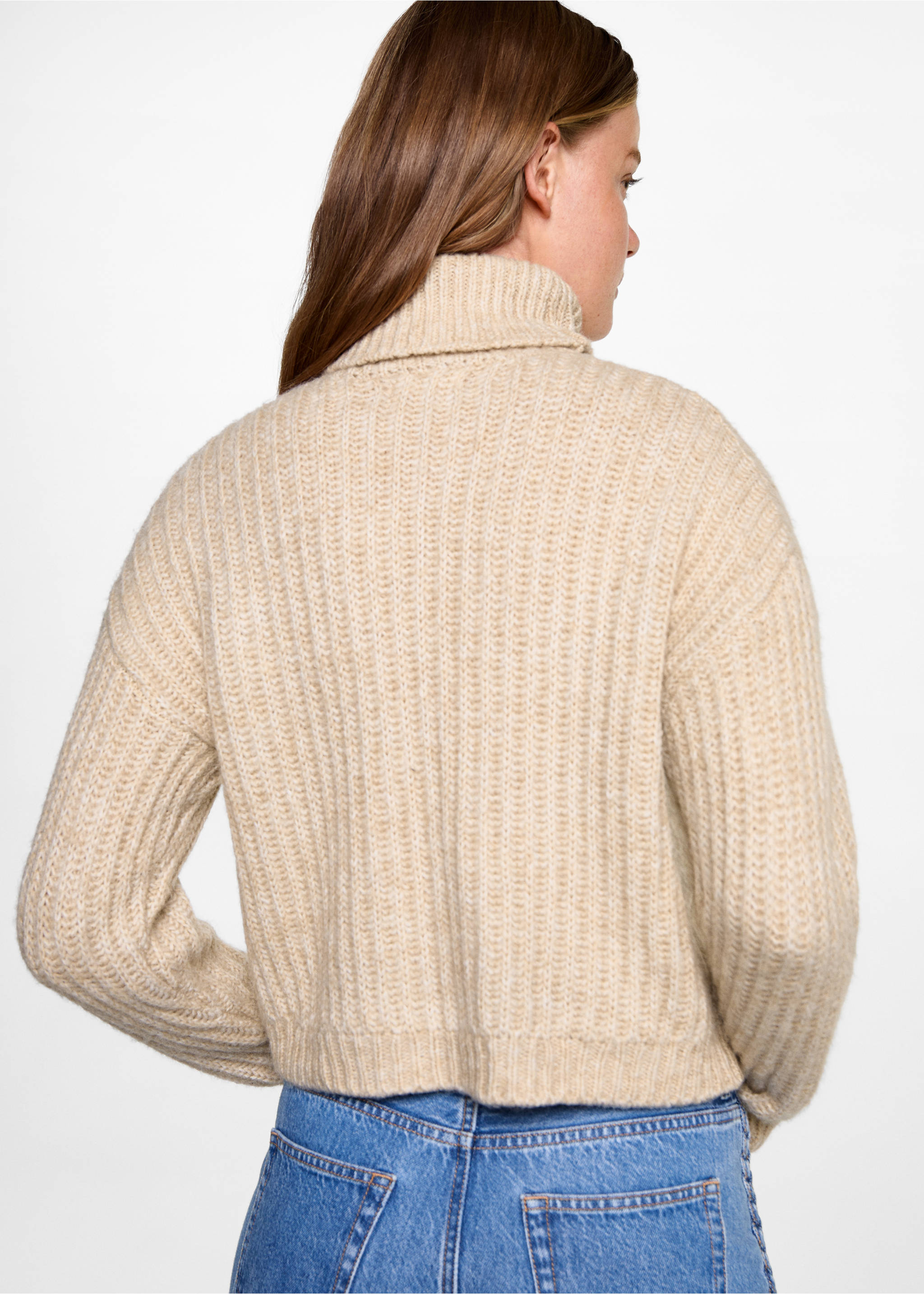 Turtleneck knit sweater - Reverse of the article, Beige. Ref: 77007689-00.