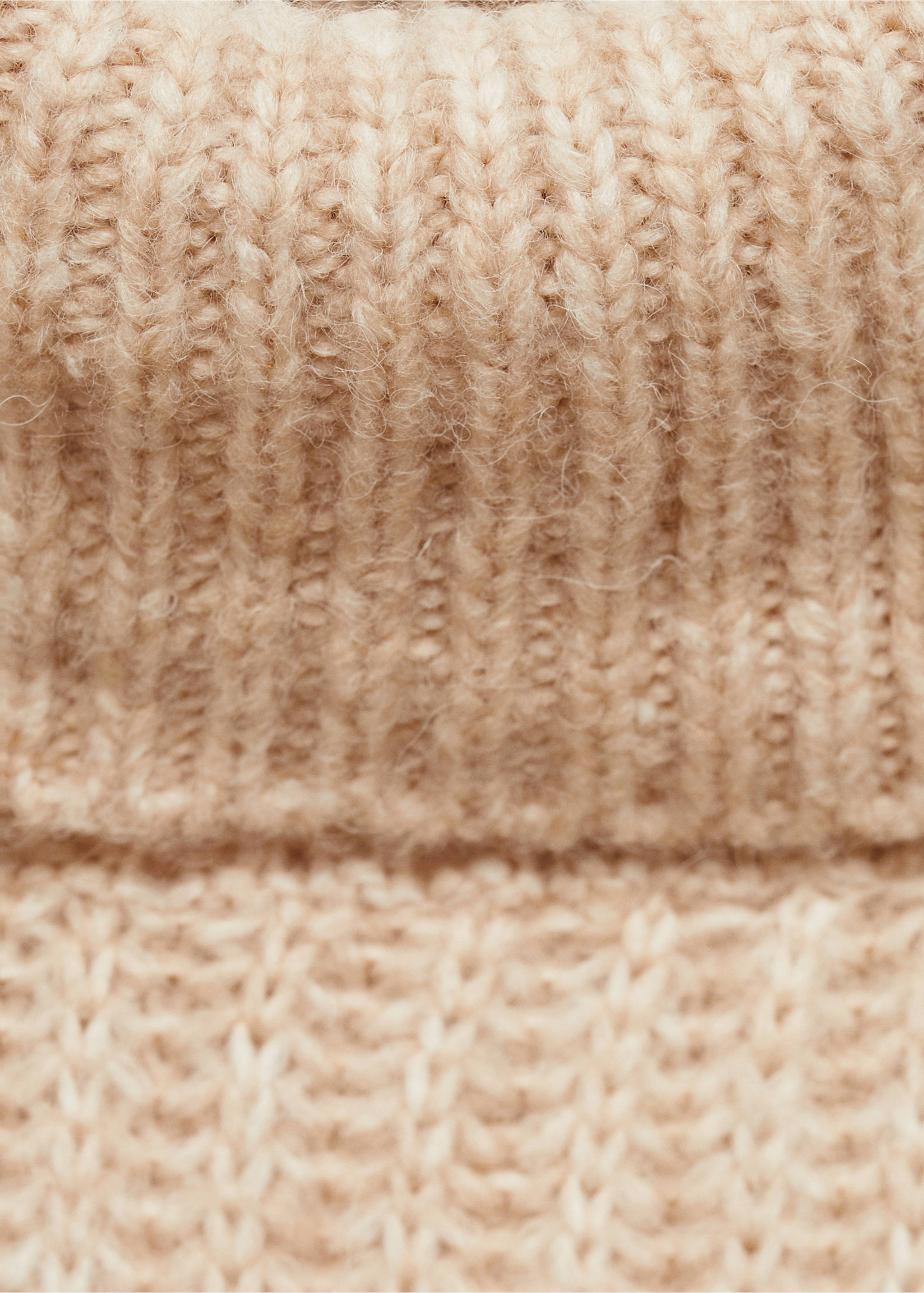 Turtleneck knit sweater - Details of the article 8, Beige. Ref: 77007689-00.