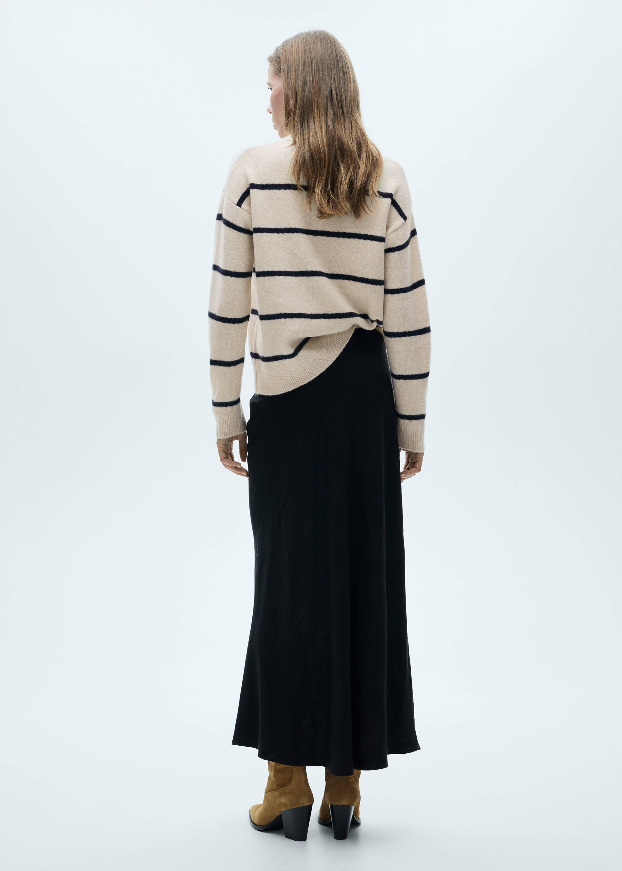 Knit striped sweater - Reverse of the article, Sand. Ref: 77007694-00.