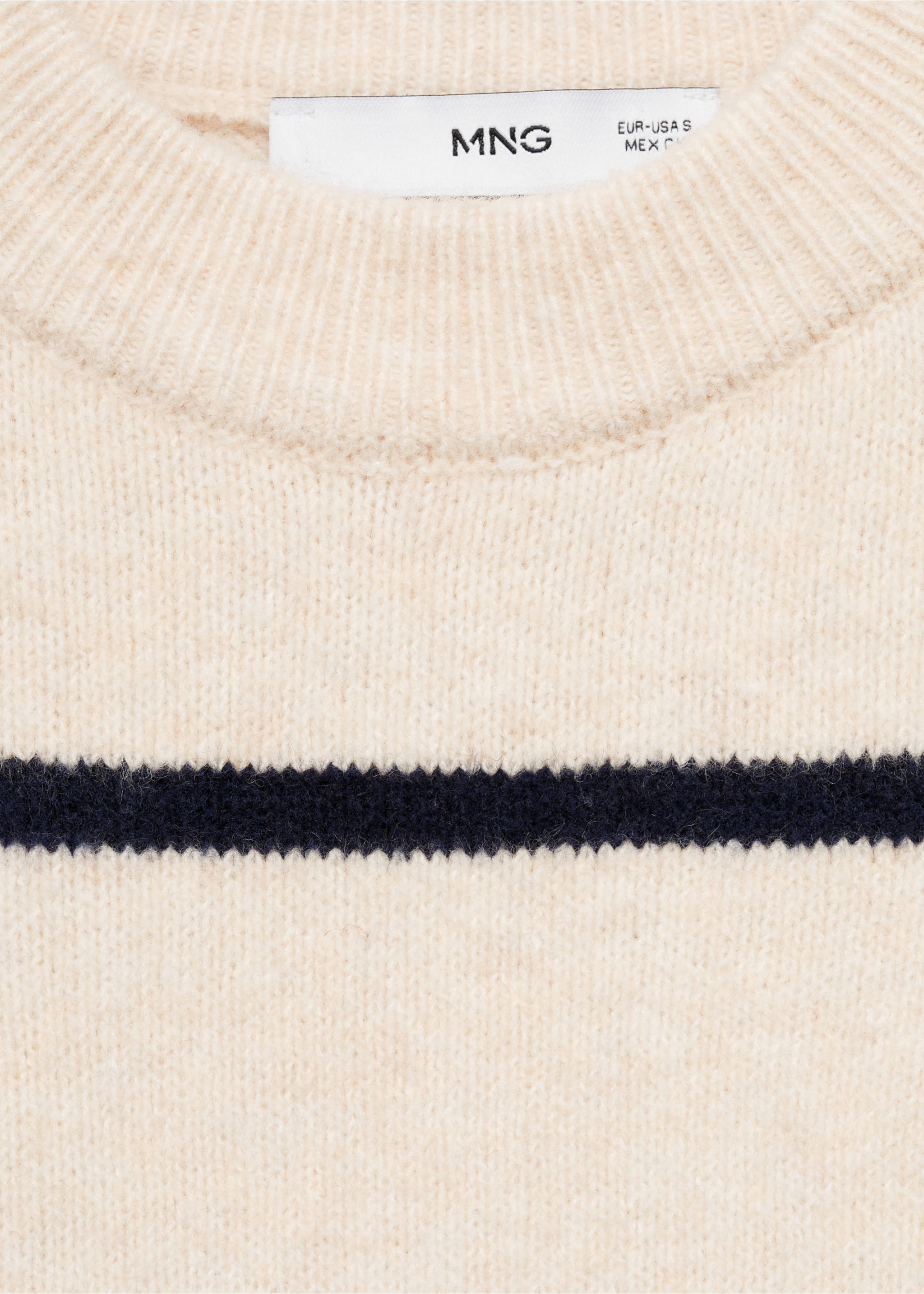 Knit striped sweater - Details of the article 8, Sand. Ref: 77007694-00.