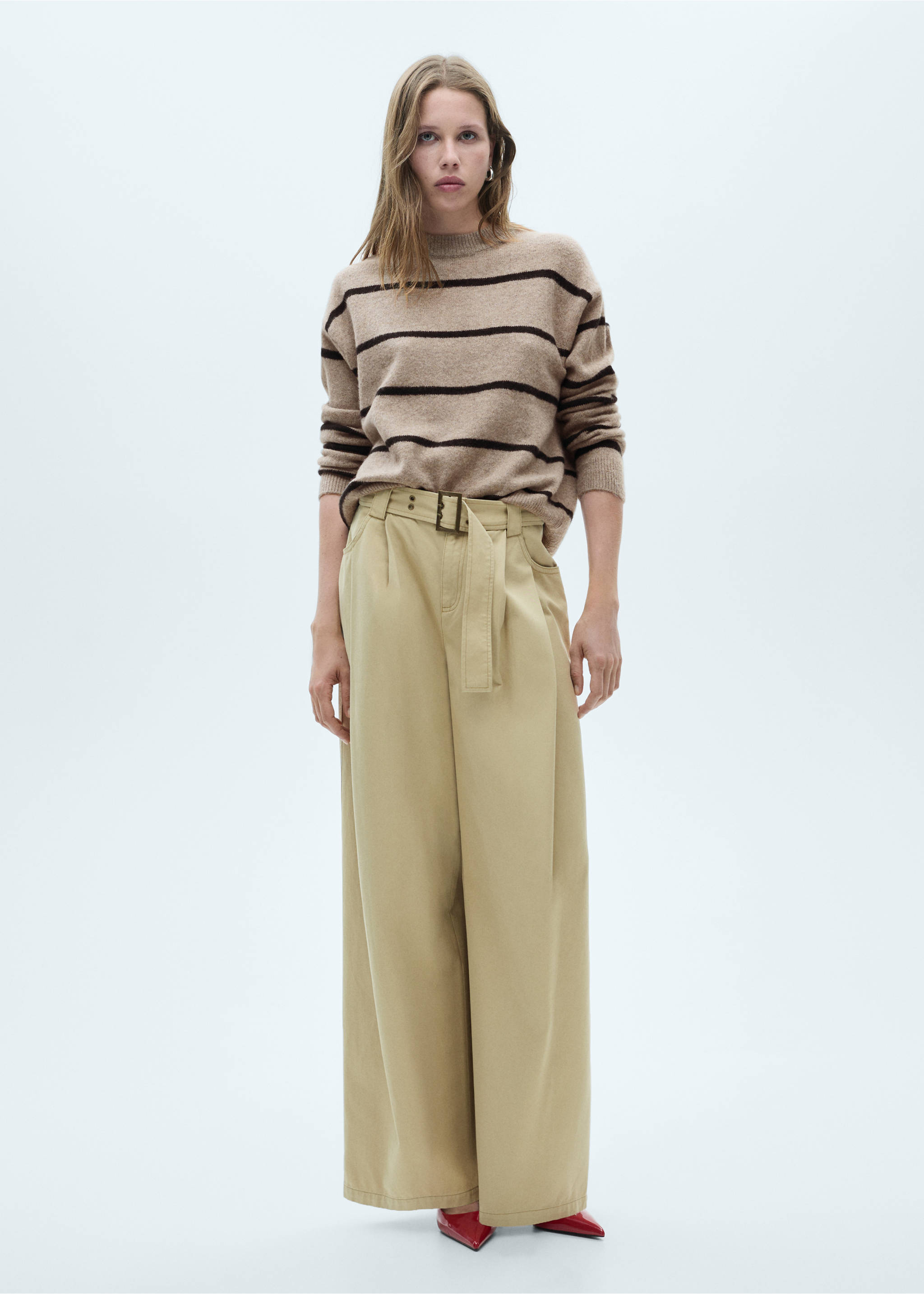 Knit striped sweater - General plane, Medium Brown. Ref: 77007694-00.