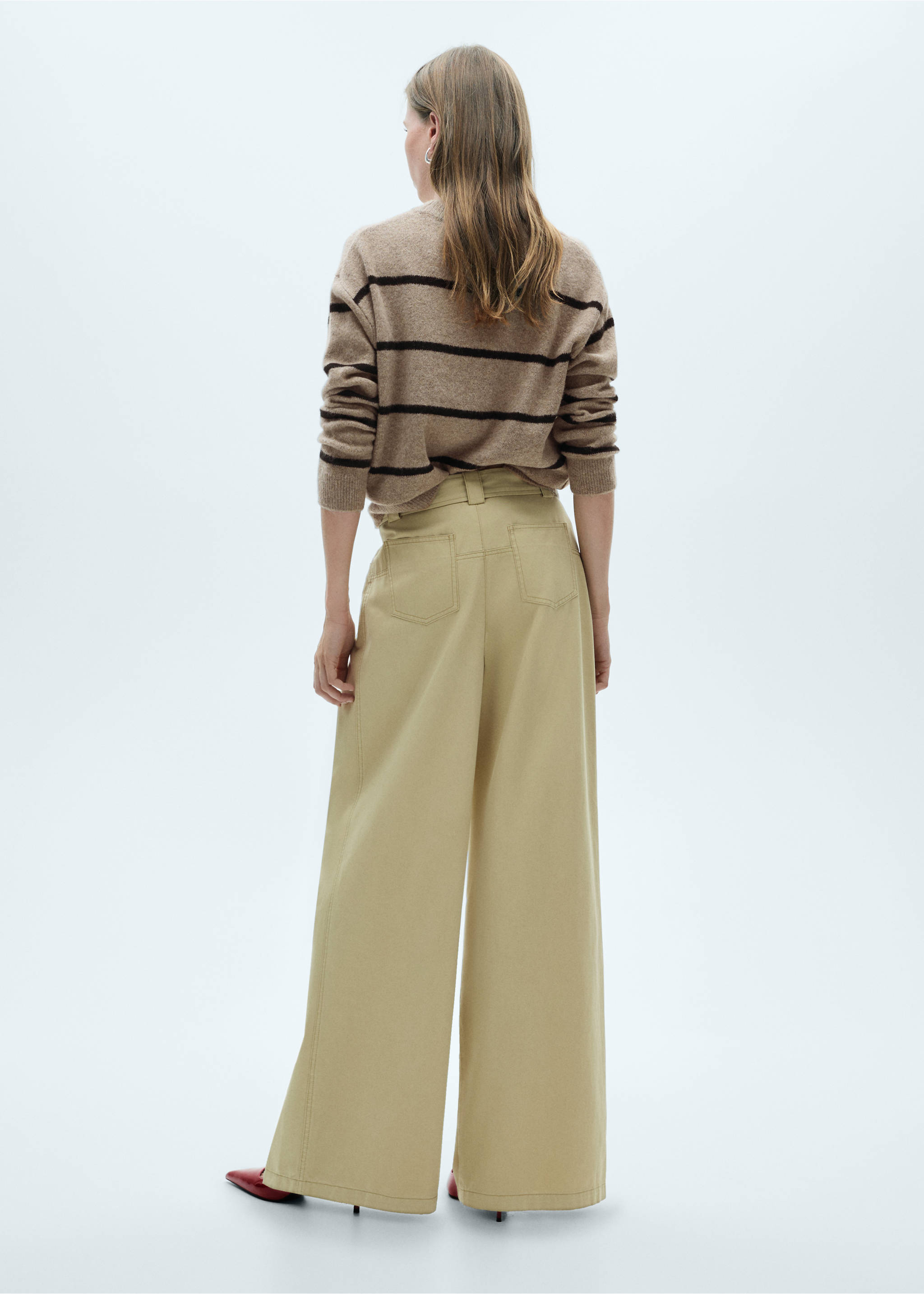 Knit striped sweater - Reverse of the article, Medium Brown. Ref: 77007694-00.