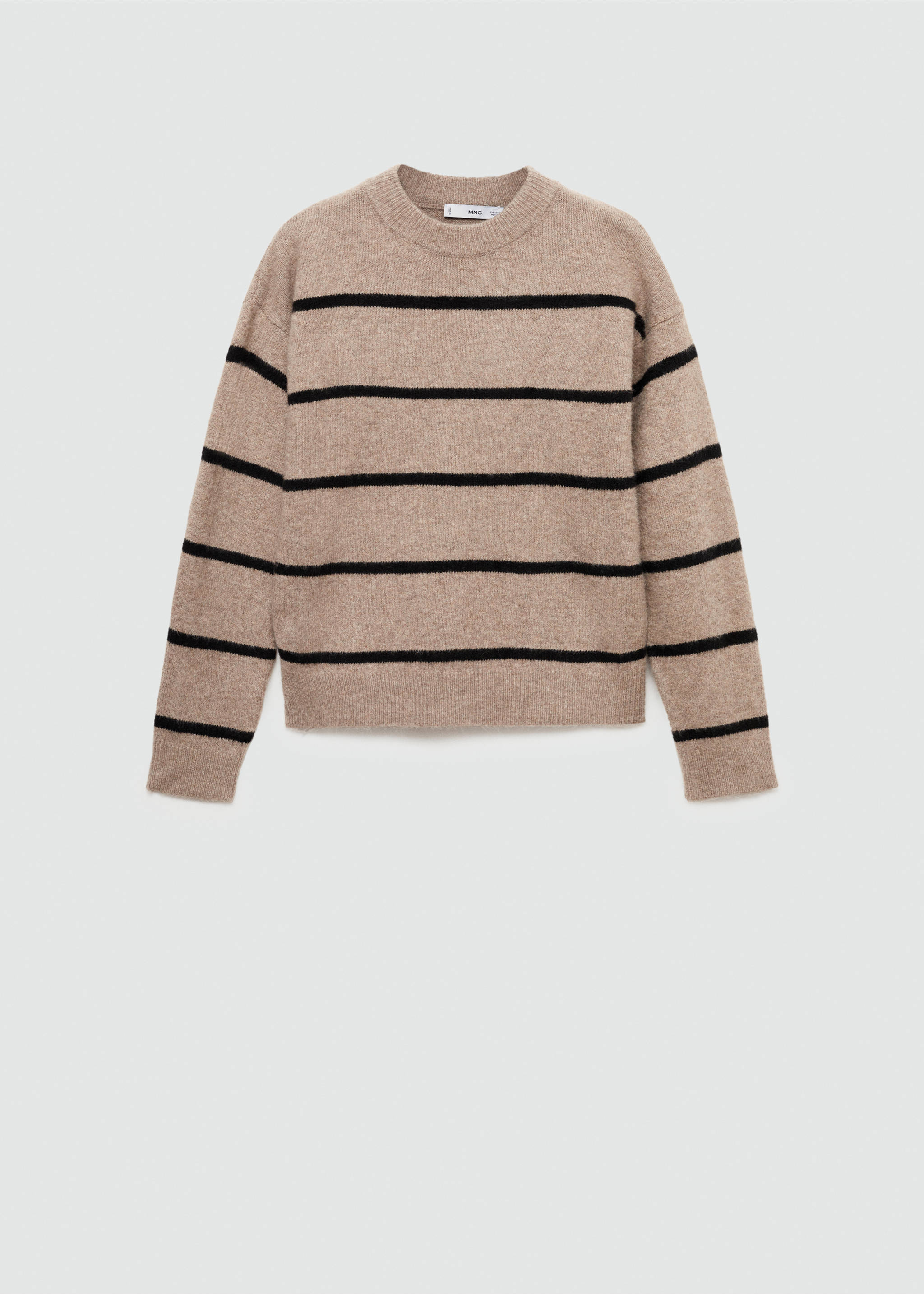 Knit striped sweater - Article without model, Medium Brown. Ref: 77007694-00.