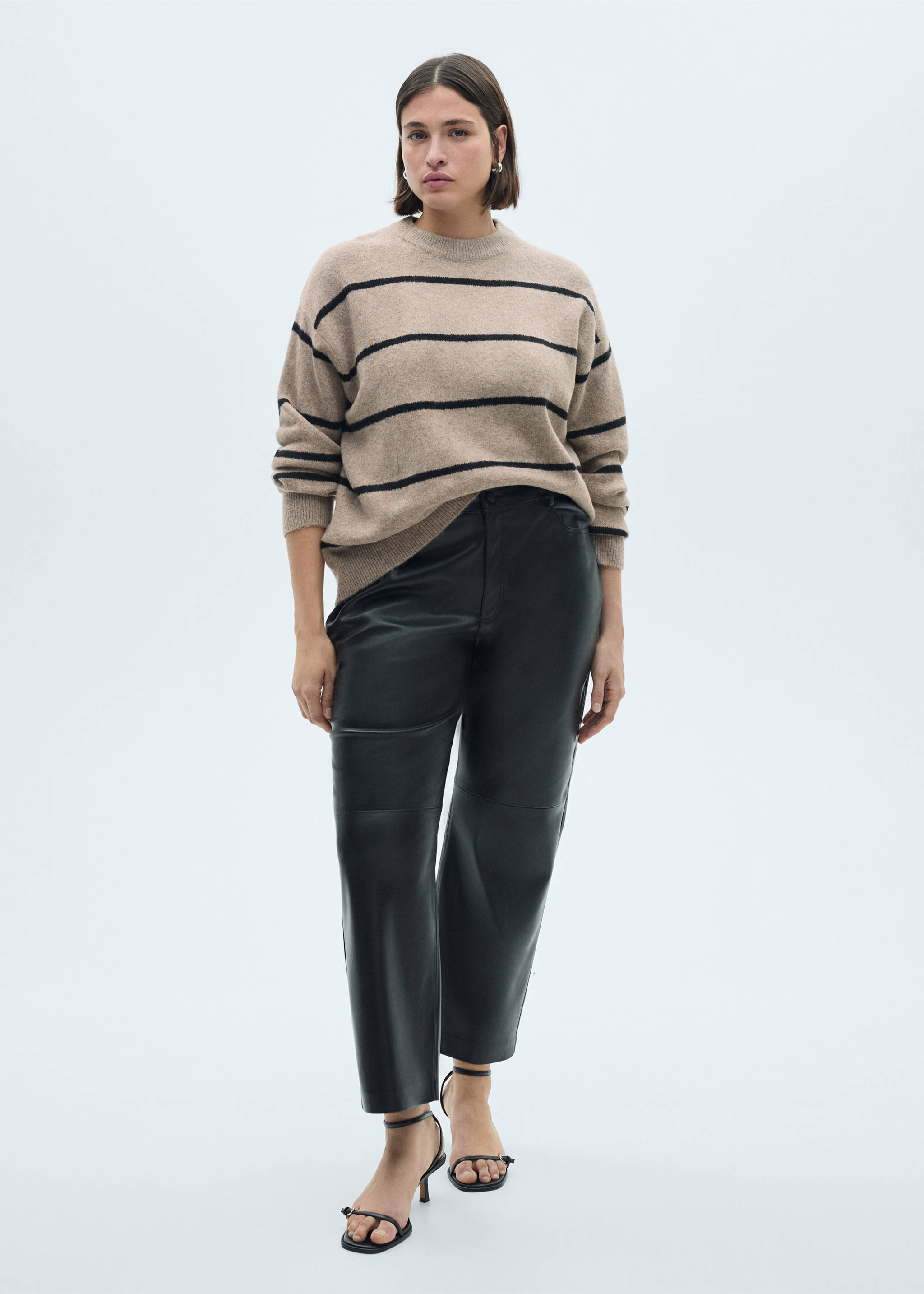 Knit striped sweater - Details of the article 3, Medium Brown. Ref: 77007694-00.