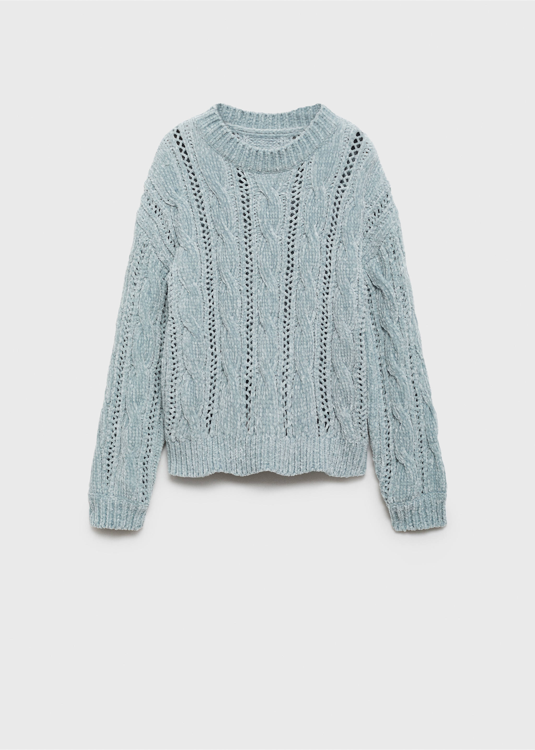 Braided knitted sweater - Article without model, Light/Pastel Grey. Ref: 77007696-00.
