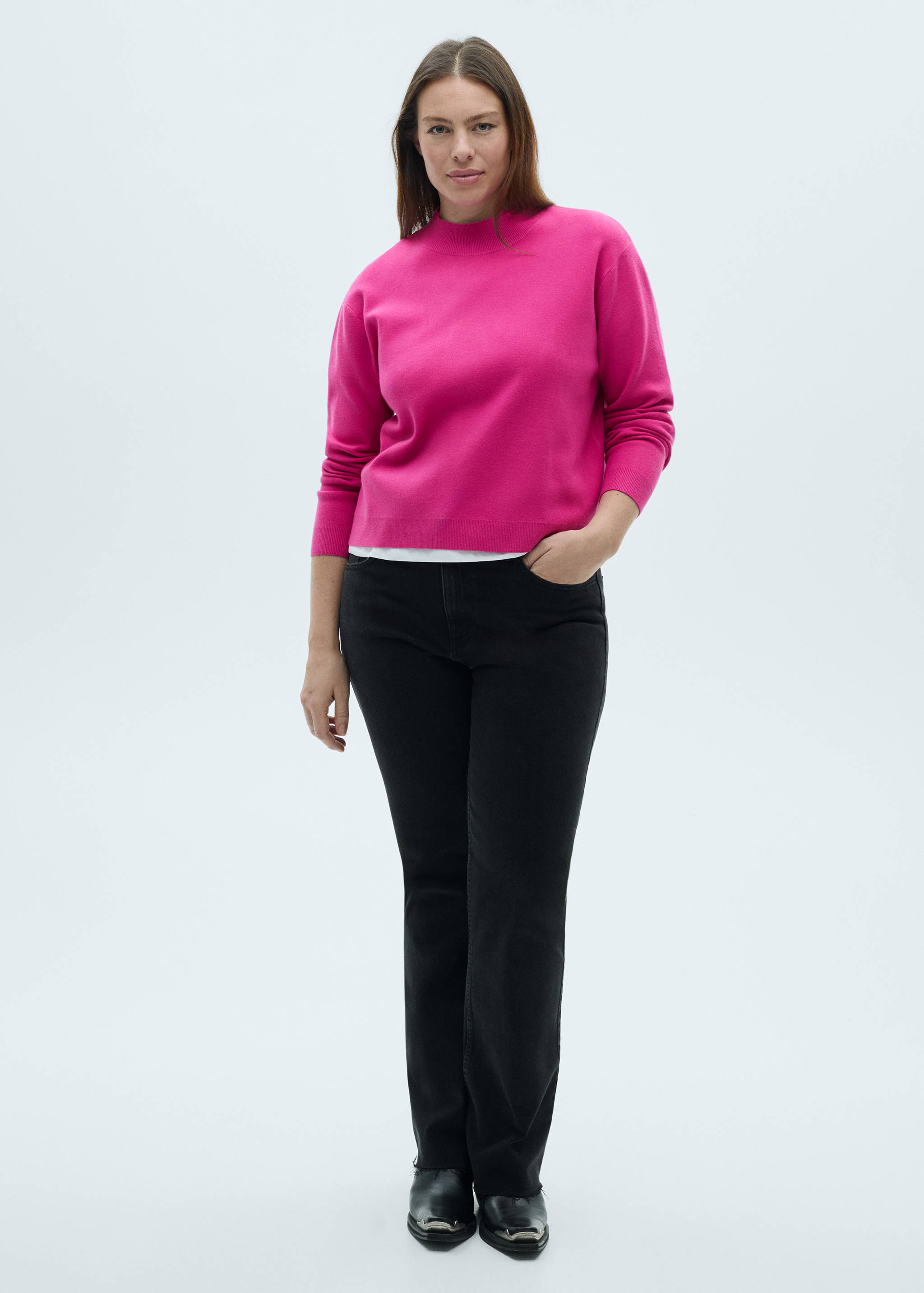 Knitted sweater with perkins neck - Details of the article 3