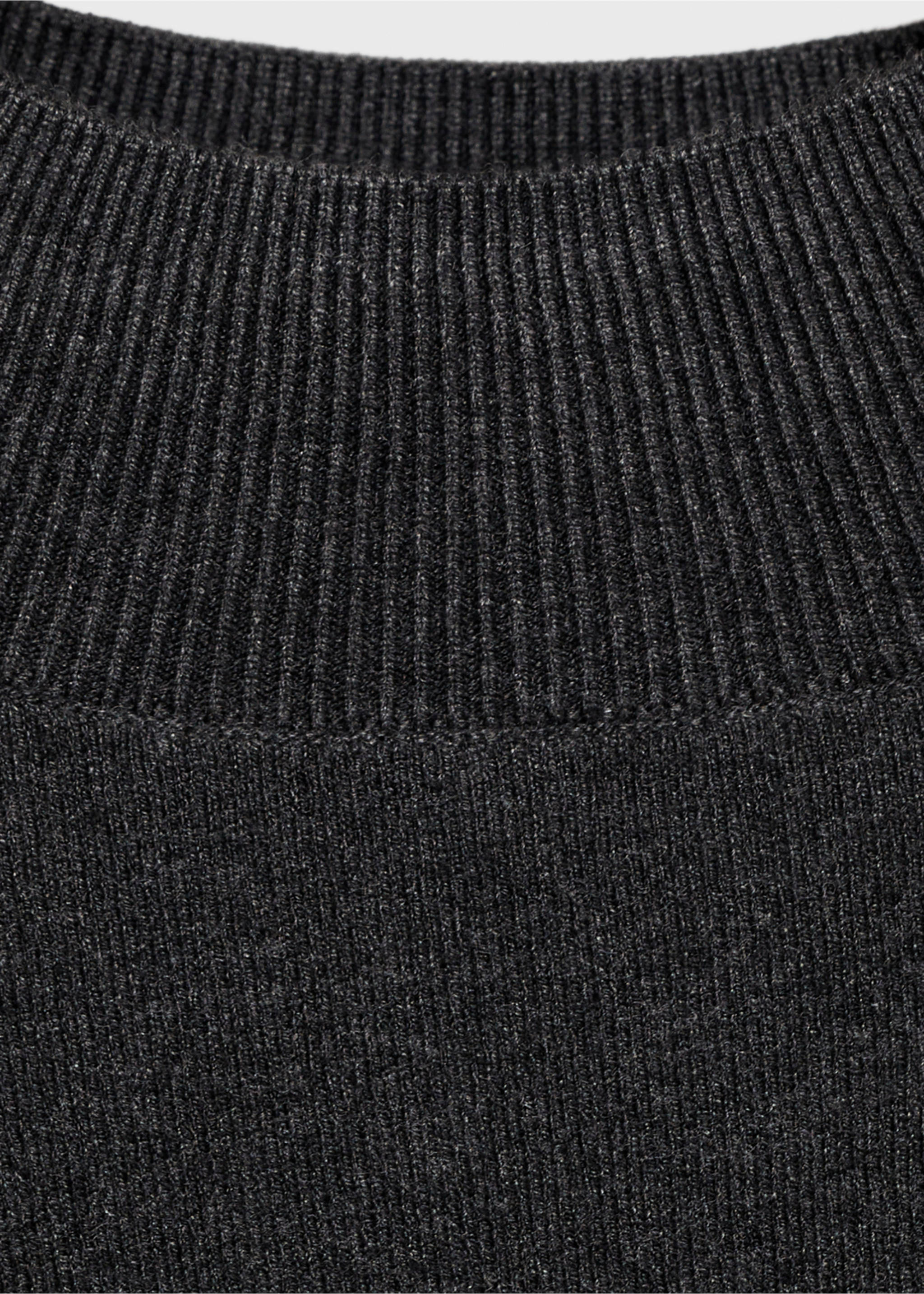Knitted sweater with perkins neck - Details of the article 8, Medium Heather Grey. Ref: 77007697-00.