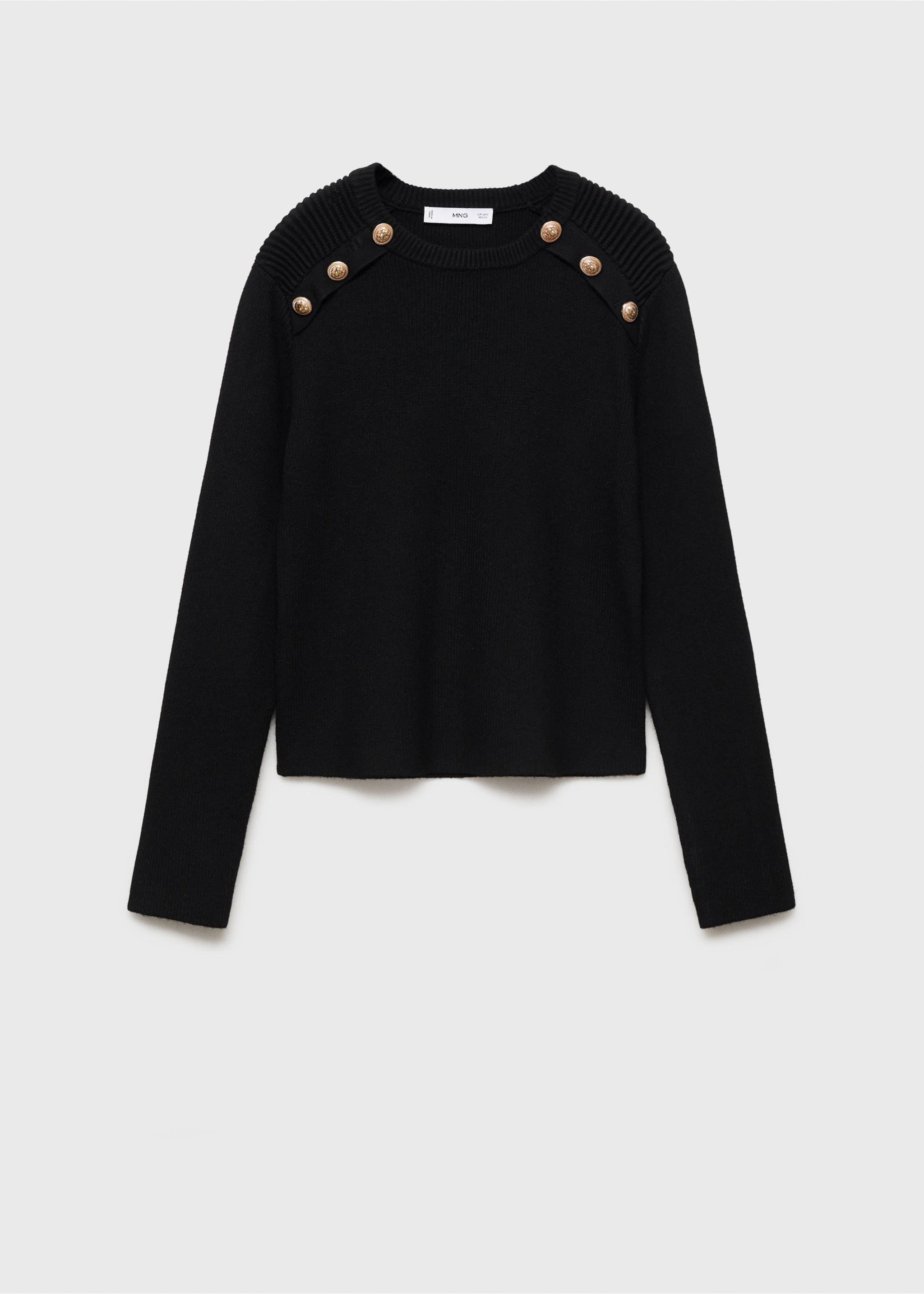 Sweater with jewel buttons - Article without model, Black. Ref: 77007698-00.