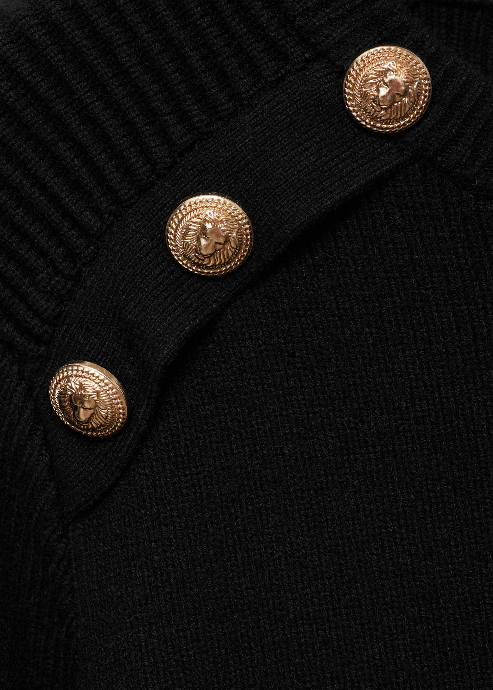 Sweater with jewel buttons - Details of the article 8, Black. Ref: 77007698-00.