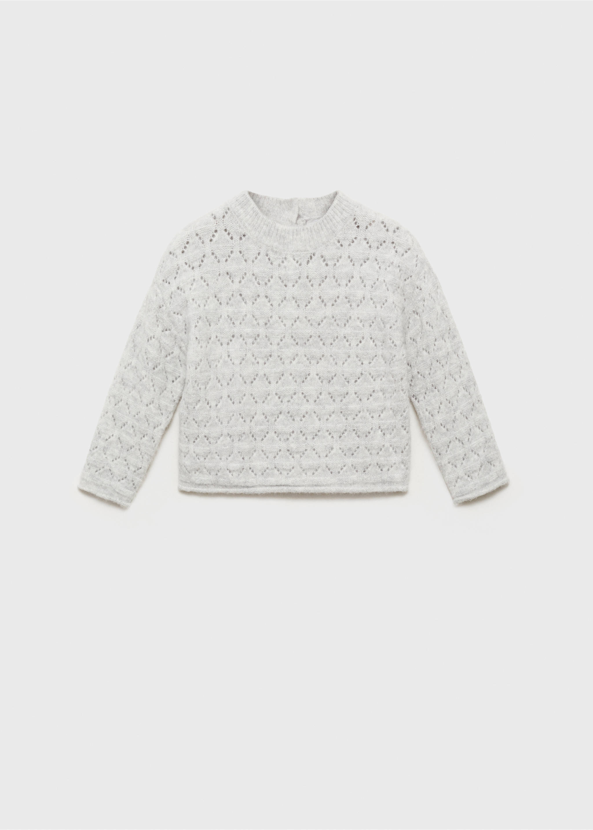 Openwork knit sweater - Article without model, Light Heather Grey. Ref: 77007699-00.