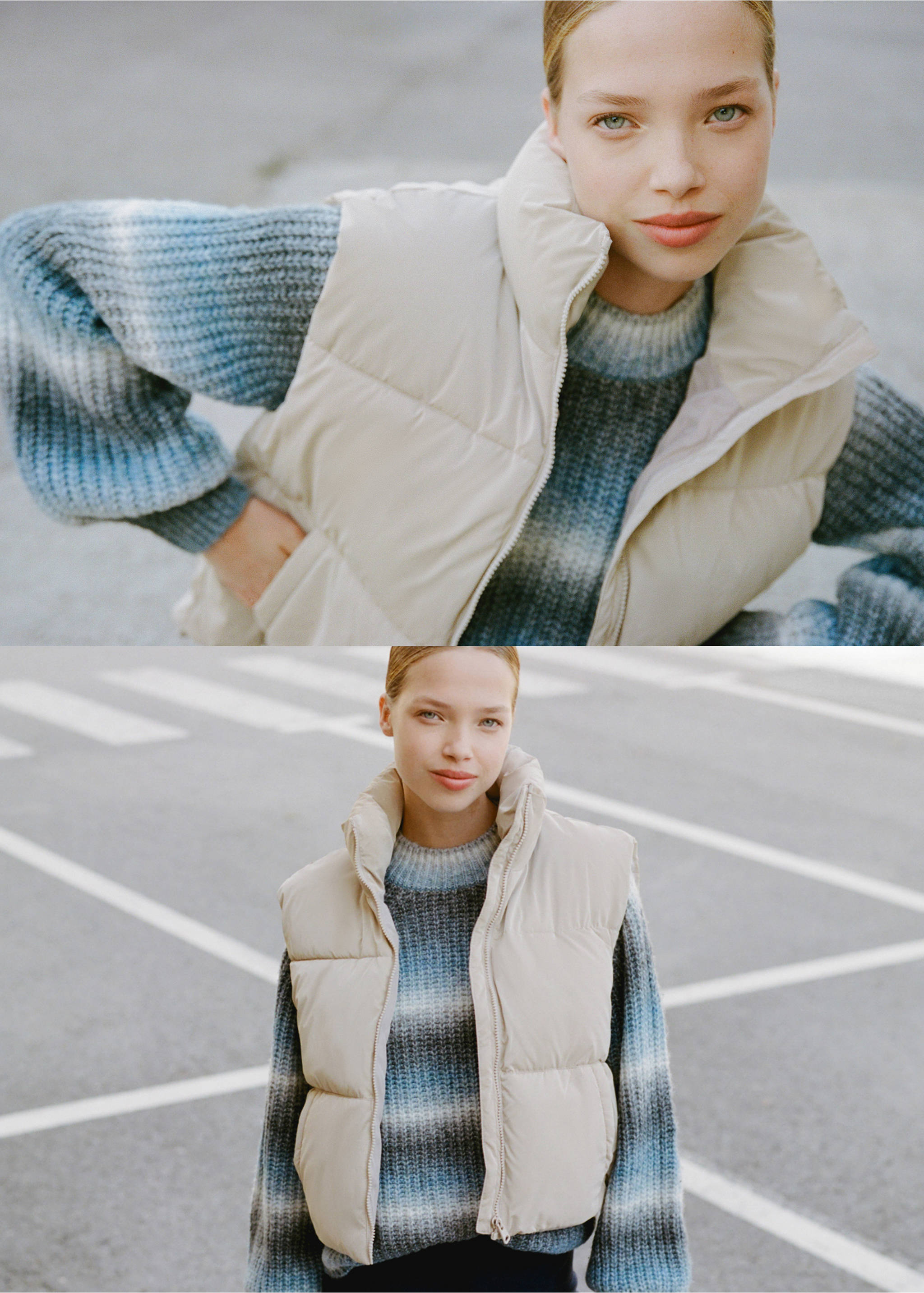 Degraded knitted sweater - Details of the article 5, Blue. Ref: 77007700-00.