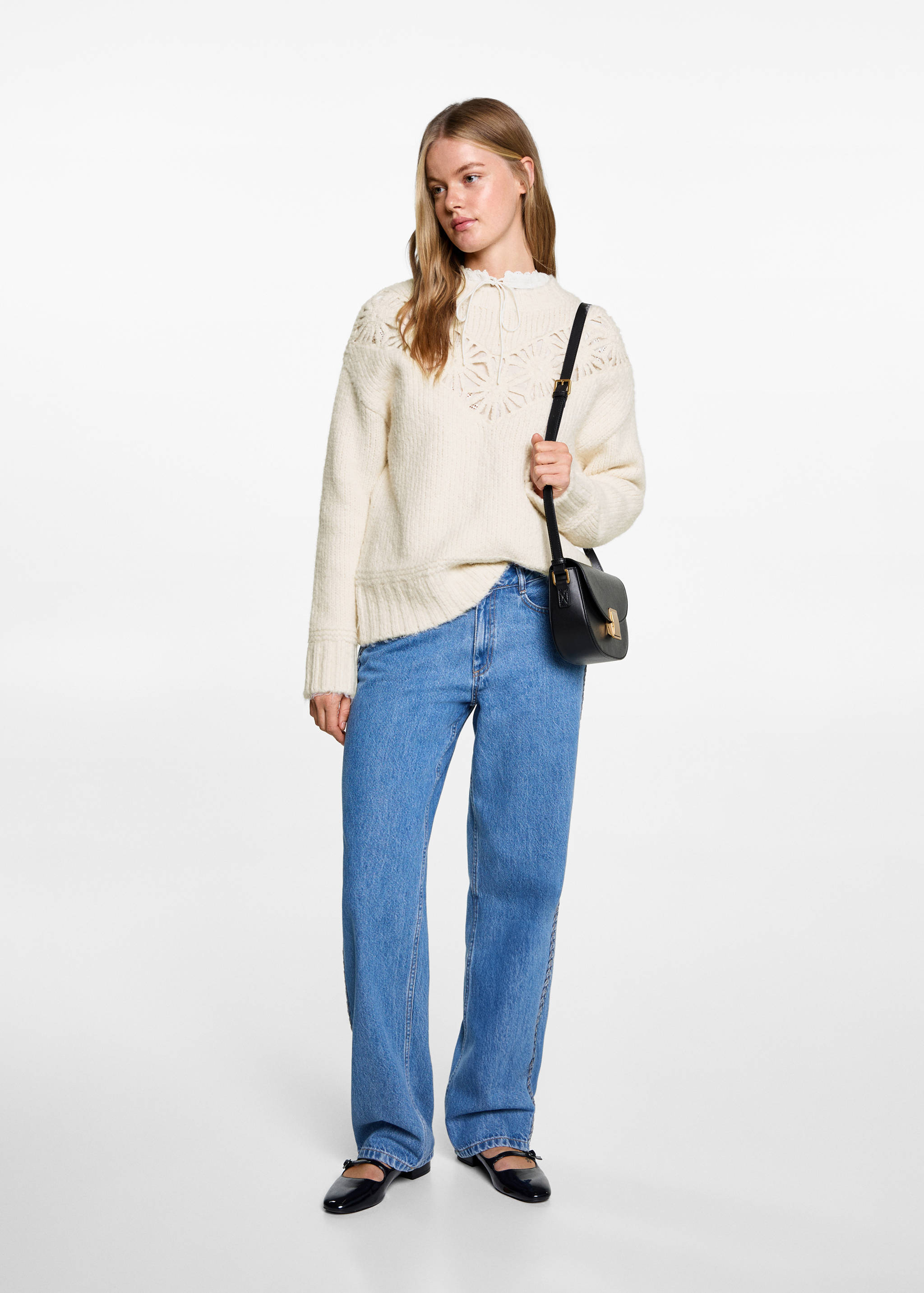 Strickpullover mit Blumenmuster - Allgemeine Ansicht