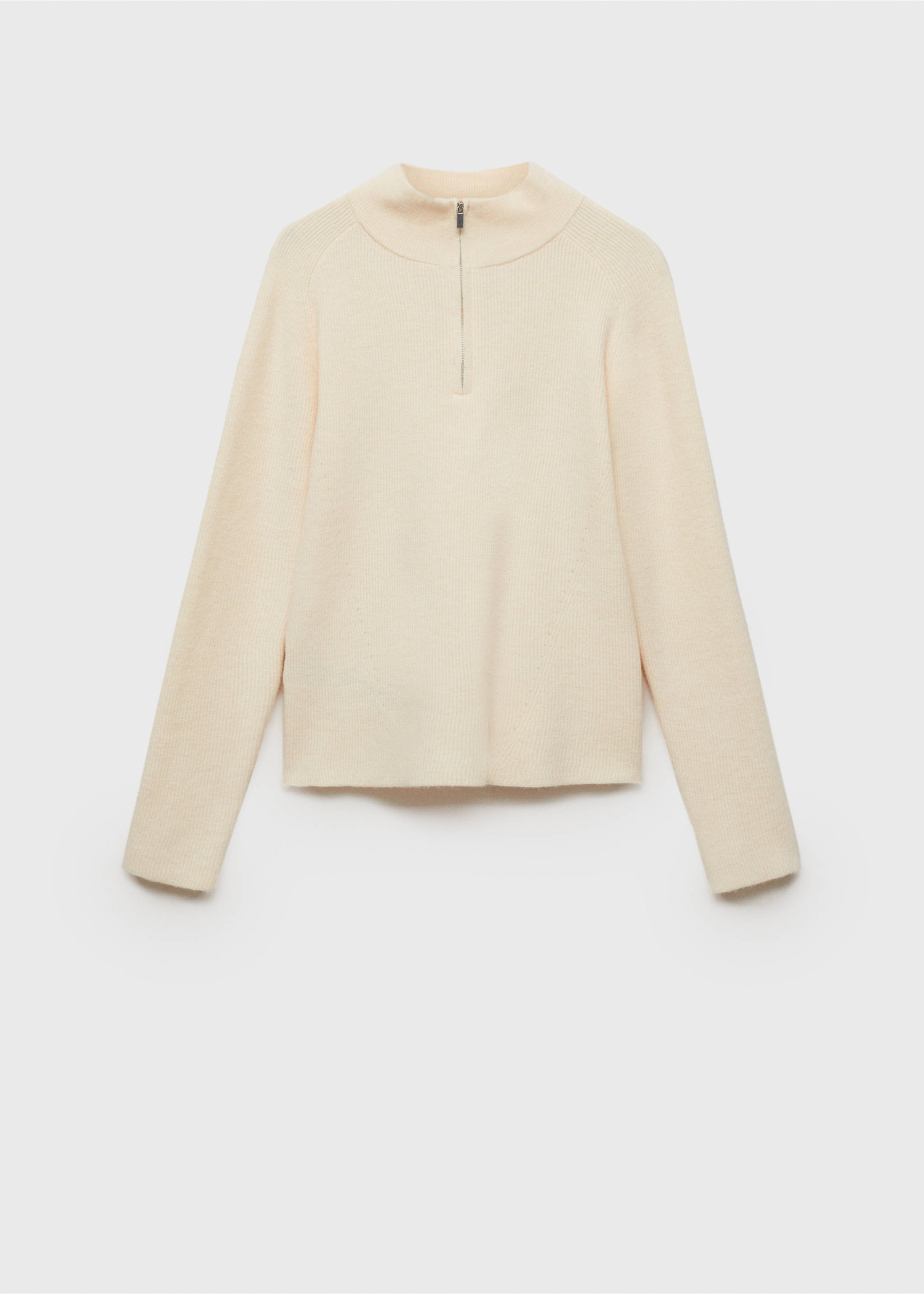 Pullover mit halbhohem Zip-Kragen - Artikel ohne Model, Ecru. Ref: 77007704-00.