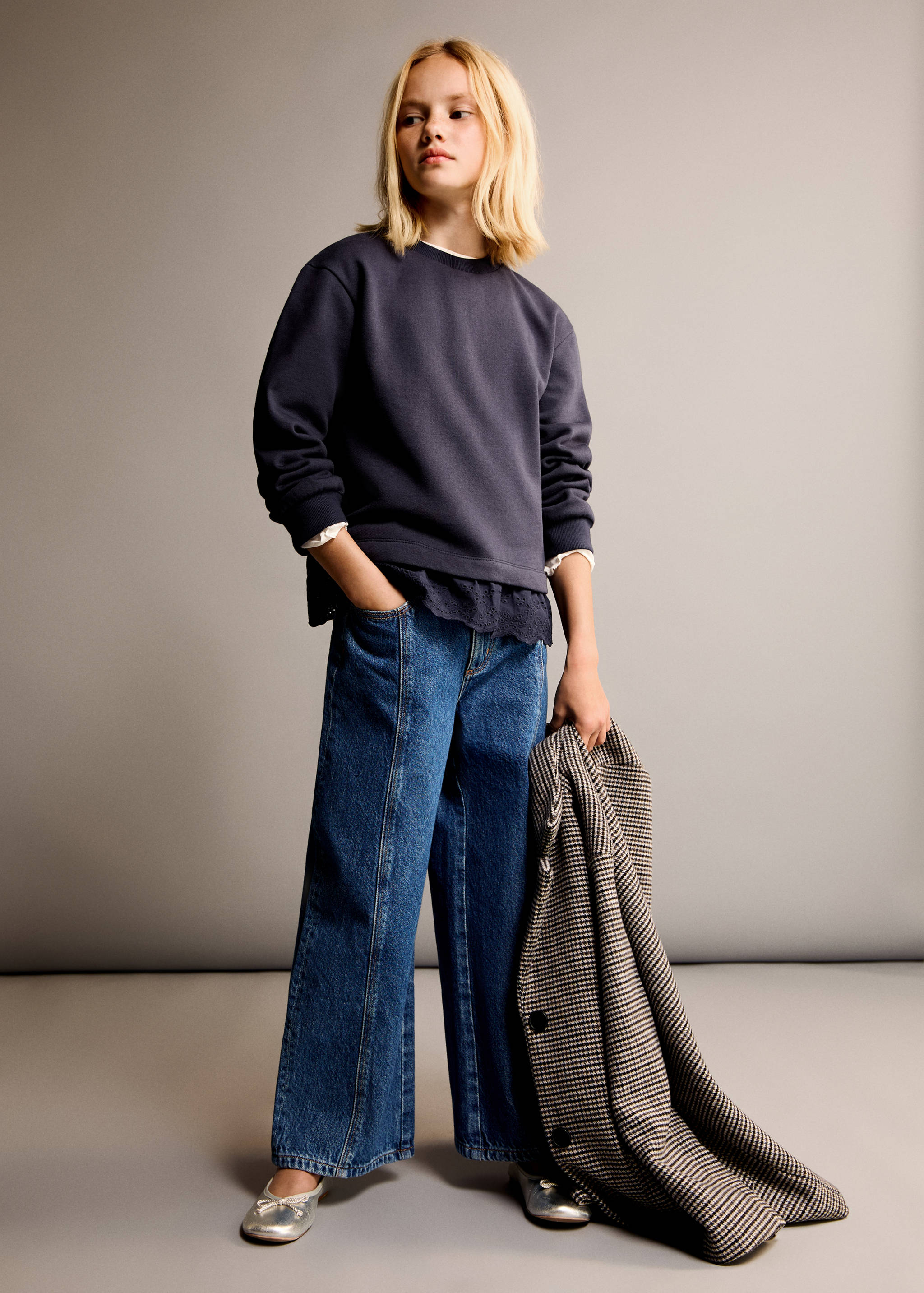 Embroidered detail cotton sweatshirt - General plane