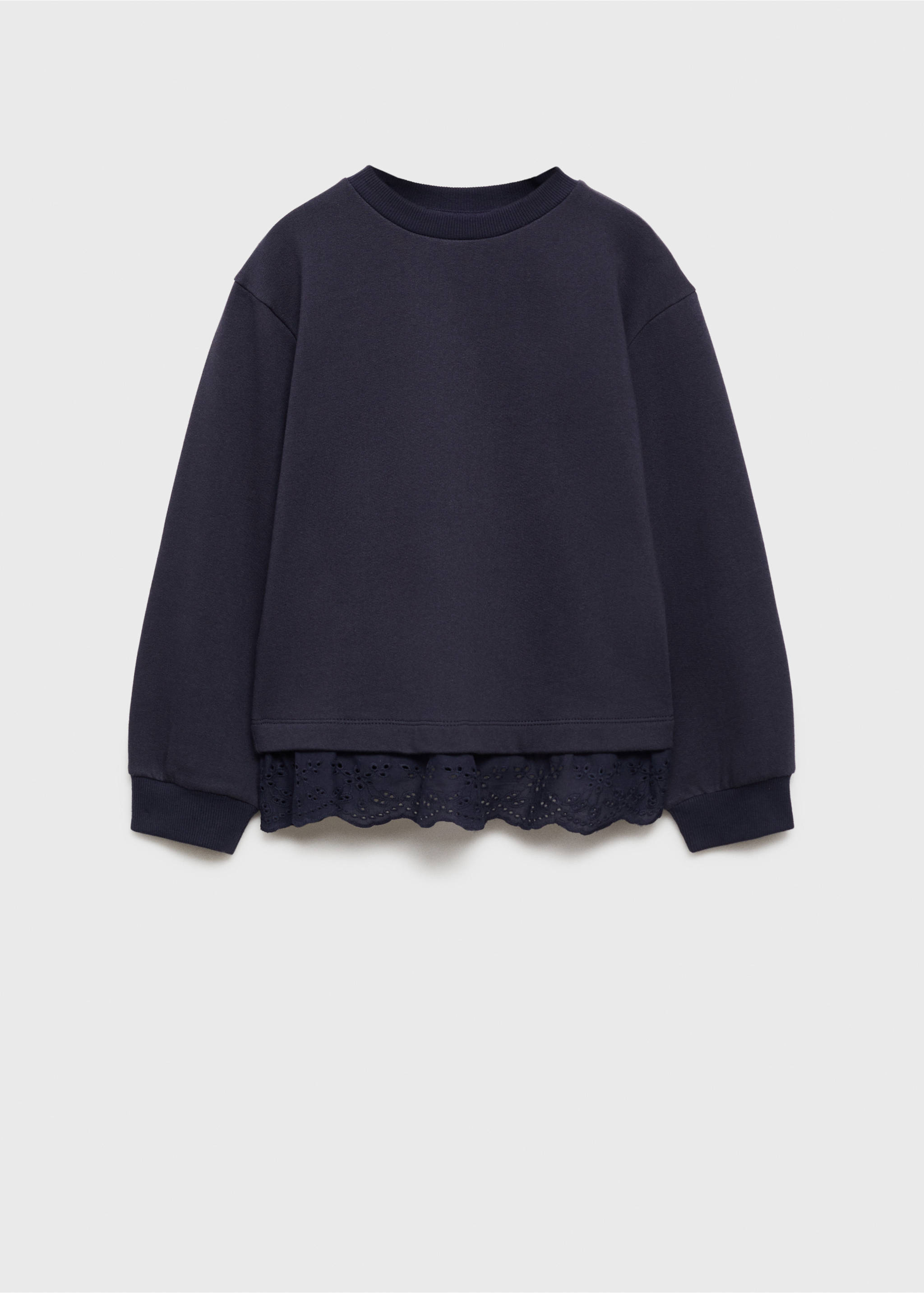 Embroidered detail cotton sweatshirt - Article without model, Dark Navy. Ref: 77007709-00.