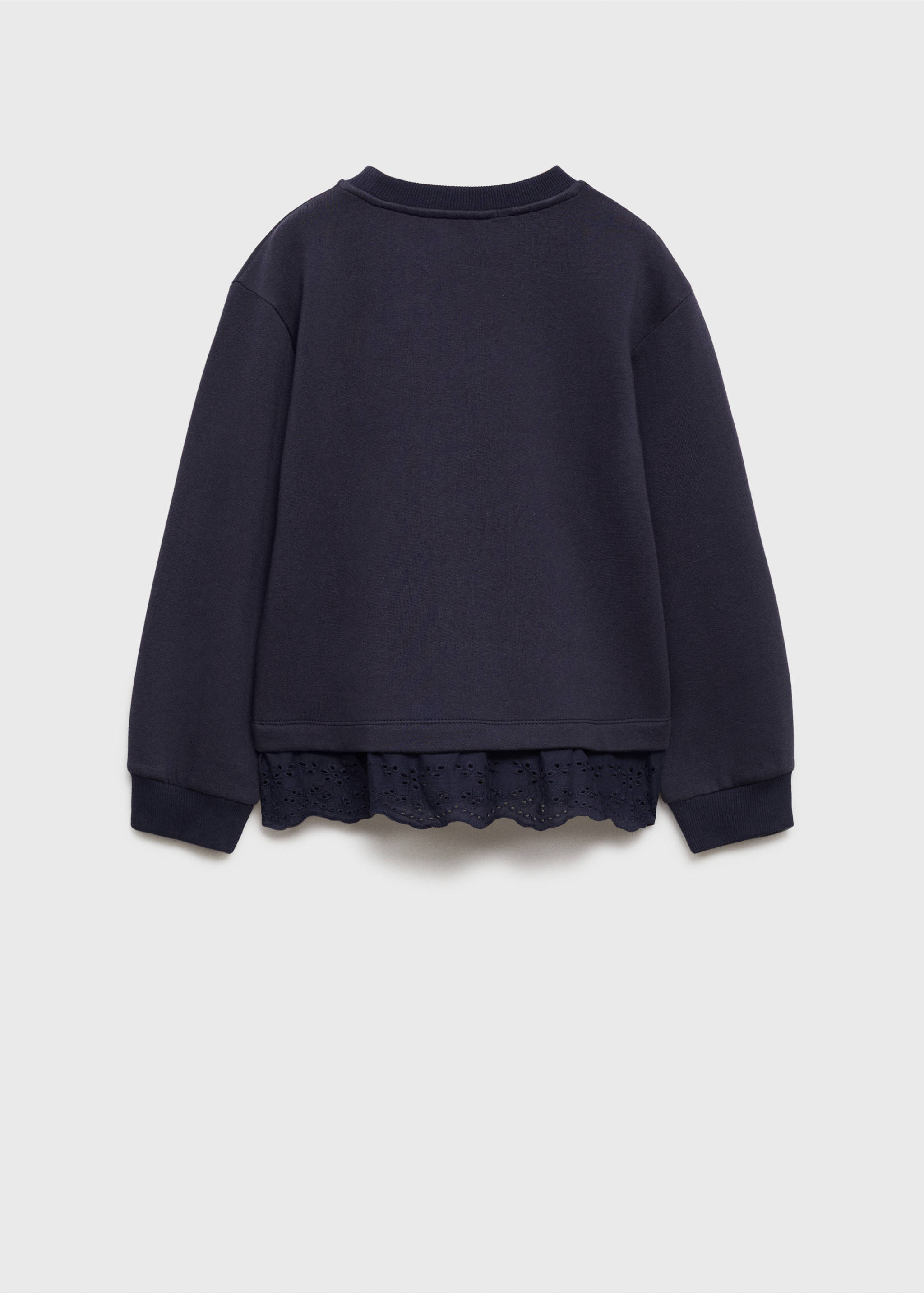 Embroidered detail cotton sweatshirt - Reverse of the article, Dark Navy. Ref: 77007709-00.