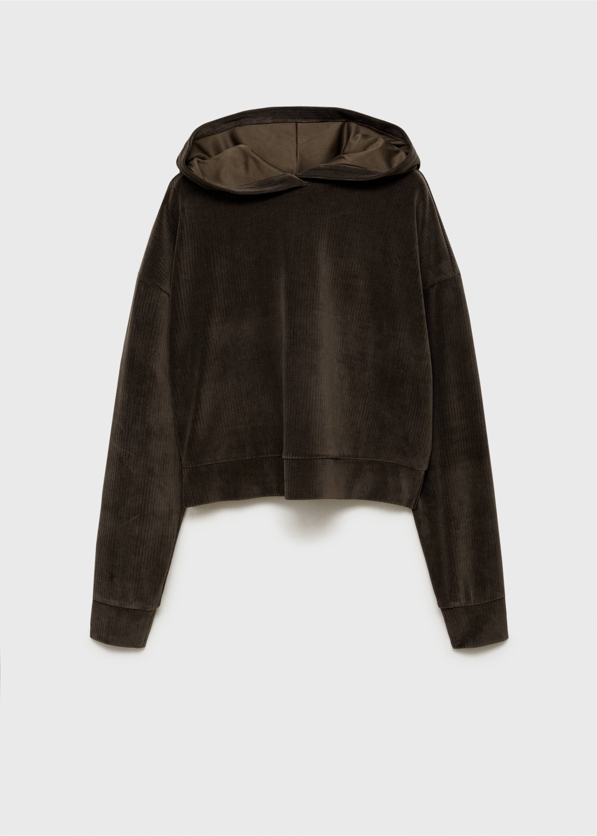 Corduroy hooded sweatshirt - Article without model, Khaki. Ref: 77007710-00.