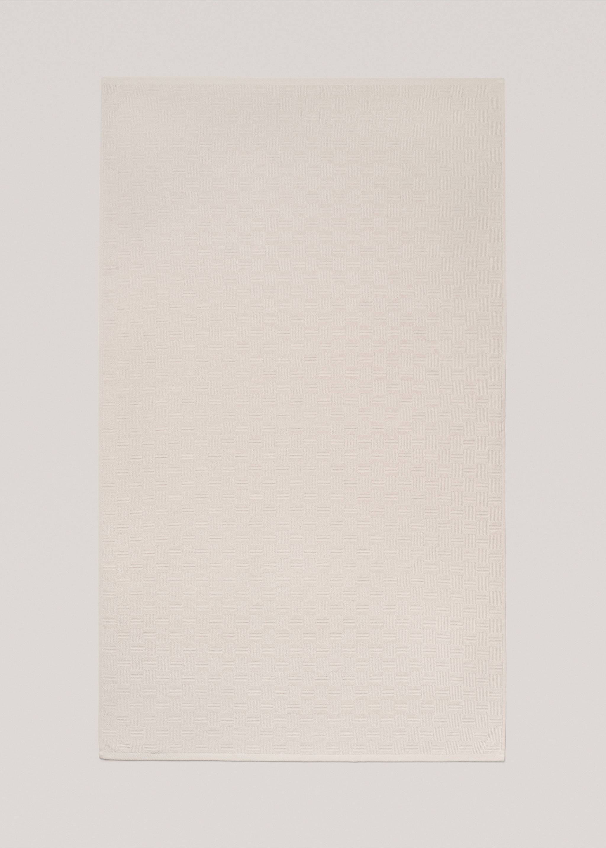 Badetuch aus 100 % Baumwolle mit geometrischem Reliefmuster 90 x 150 cm - Detail des Artikels 3, Beige. Ref: 77007711-00.