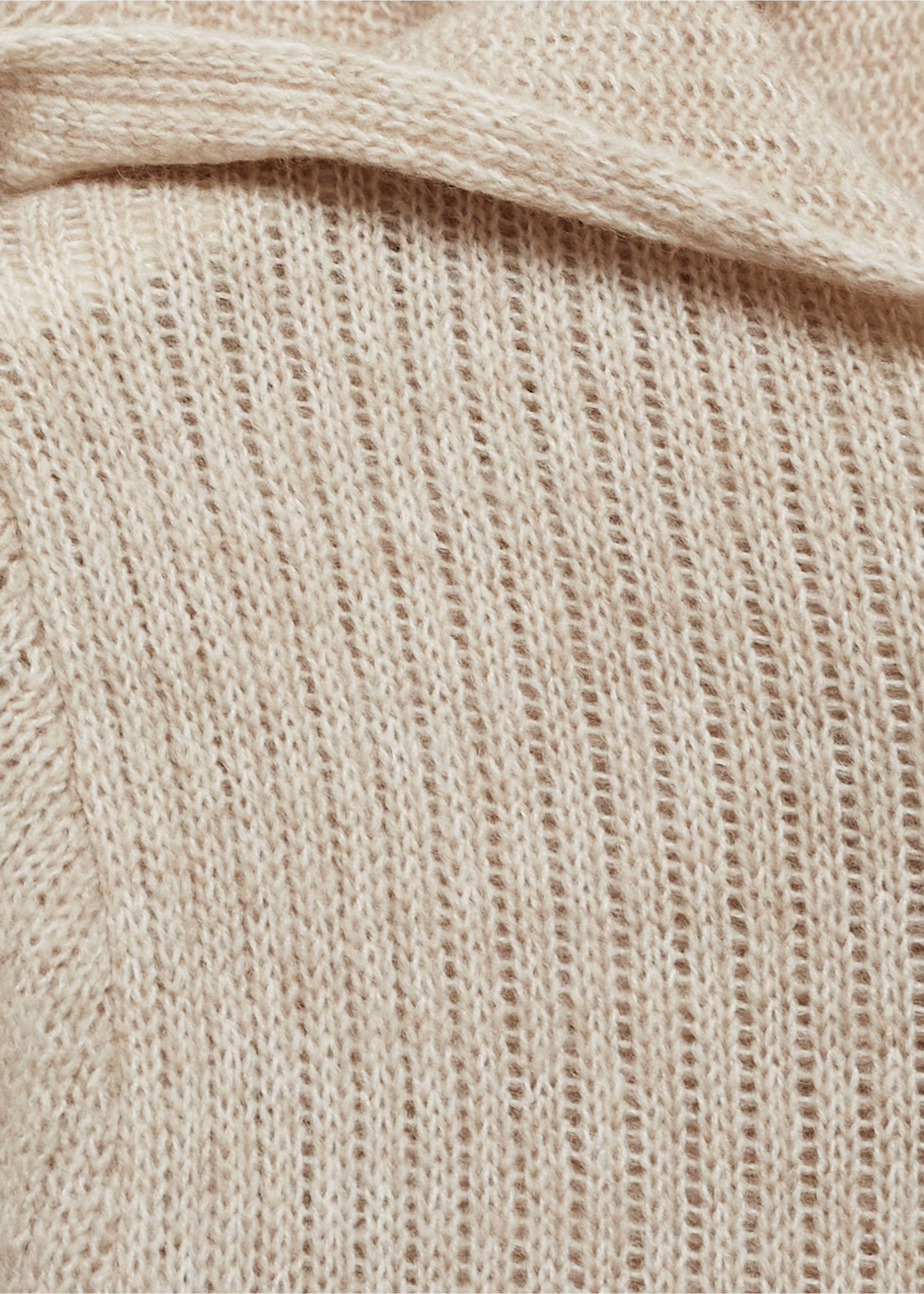 Ribbed hooded sweater - Details of the article 8, Sand. Ref: 77007718-00.