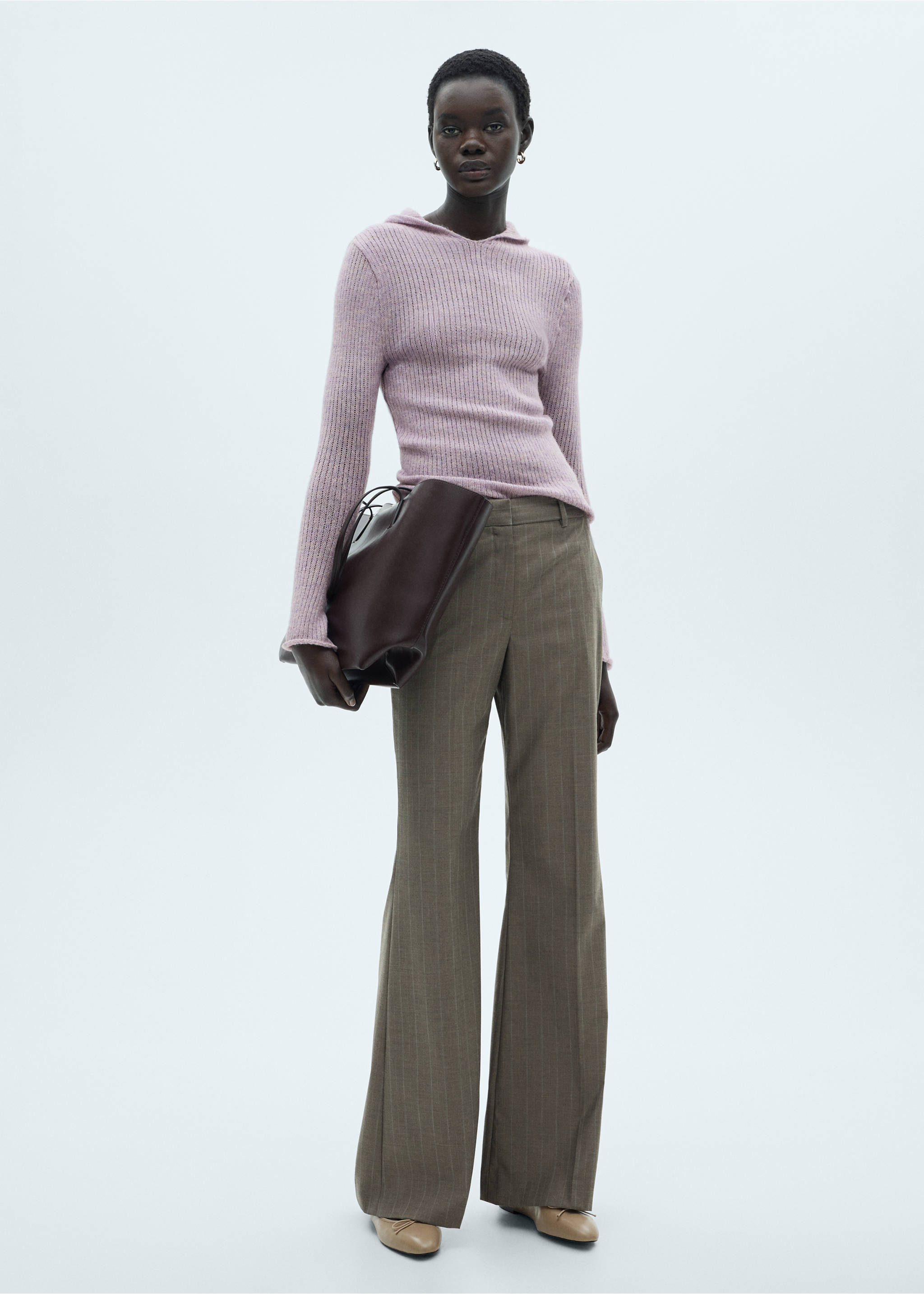 Ribbed hooded sweater - General plane, Light/Pastel Purple. Ref: 77007718-00.