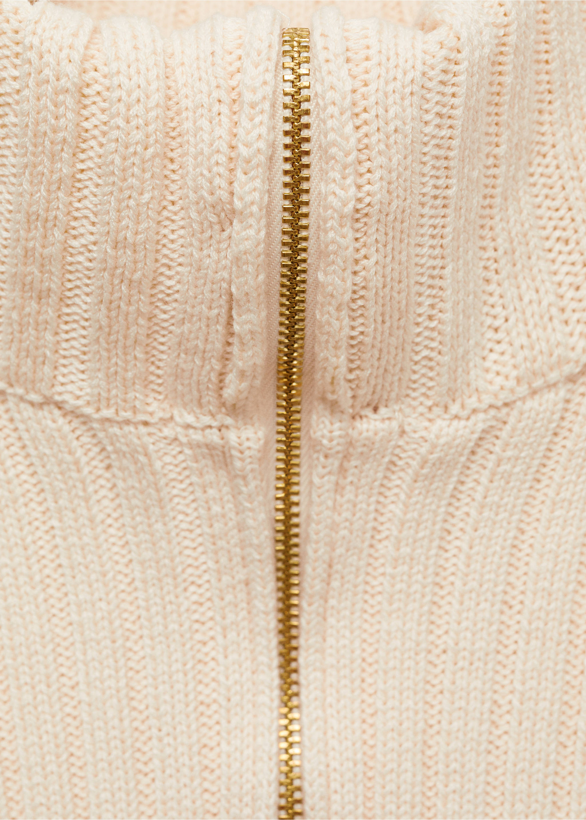 Pull-over combiné maille côtelée fermeture Éclair - Détail de l'article 8, Écru. Ref: 77007720-00.