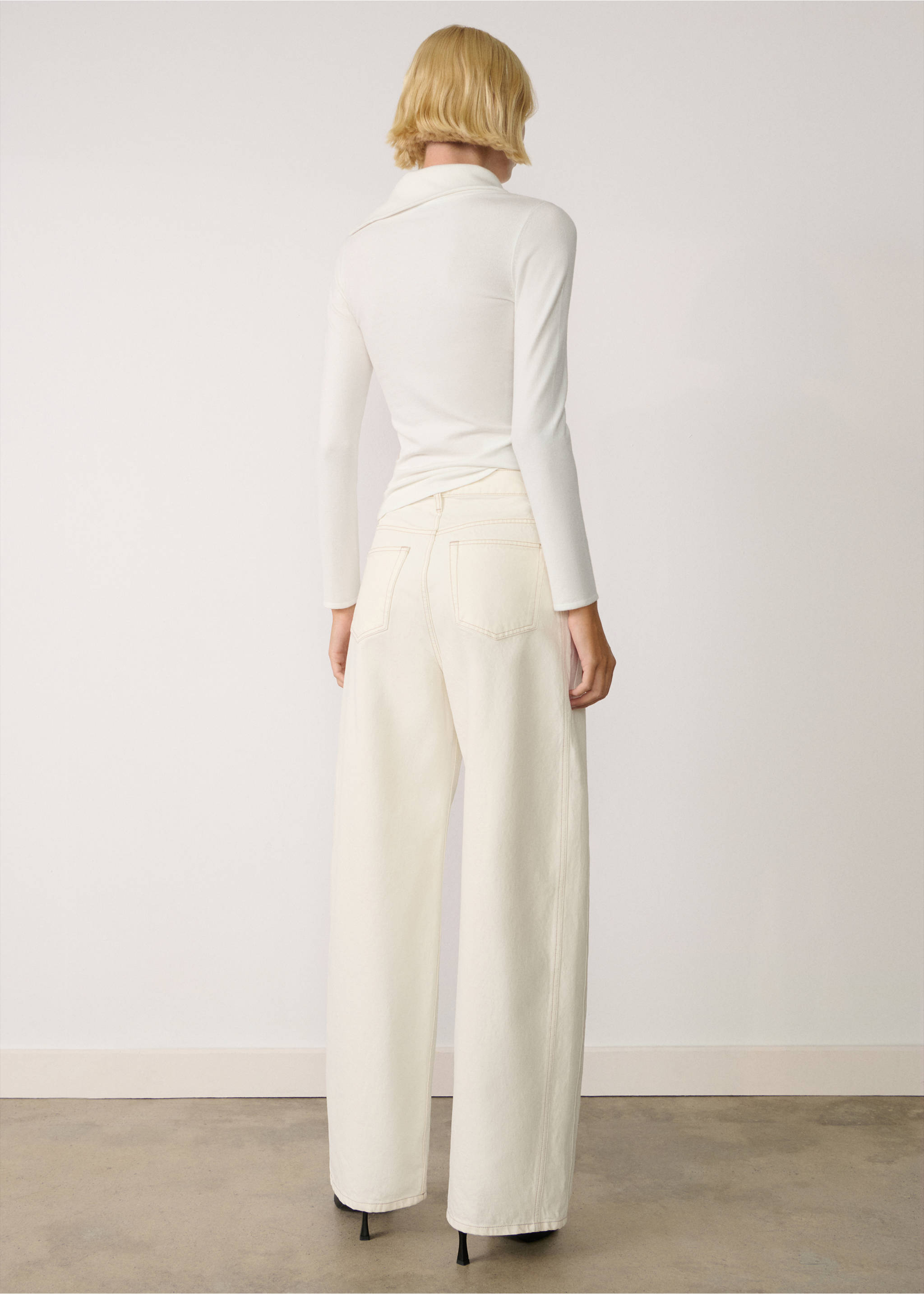 Pull-over maille col revers - Verso de l’article, Blanc. Ref: 77007721-00.