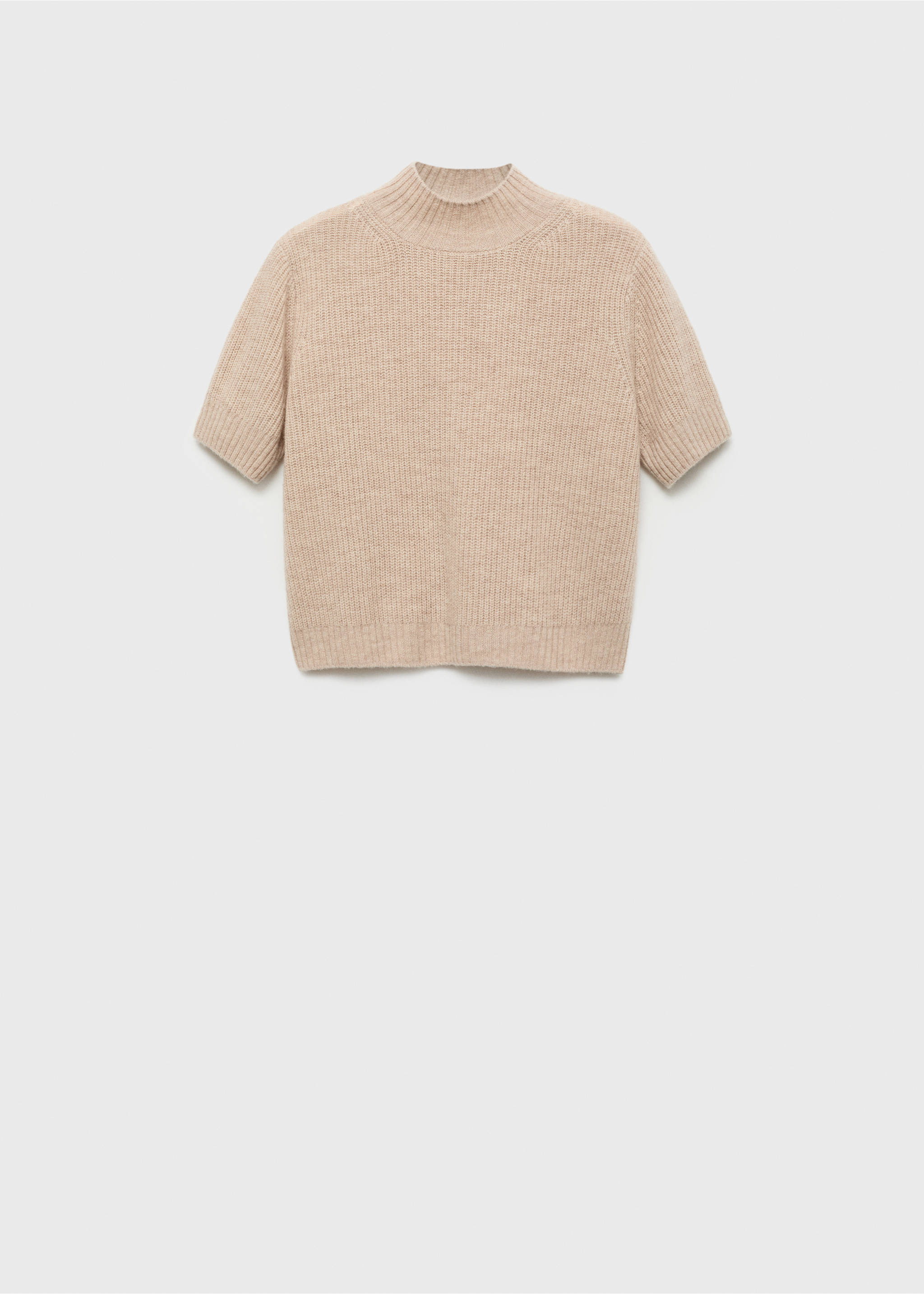 Short-sleeved wool sweater - Article without model, Light/Pastel Grey. Ref: 77007723-00.