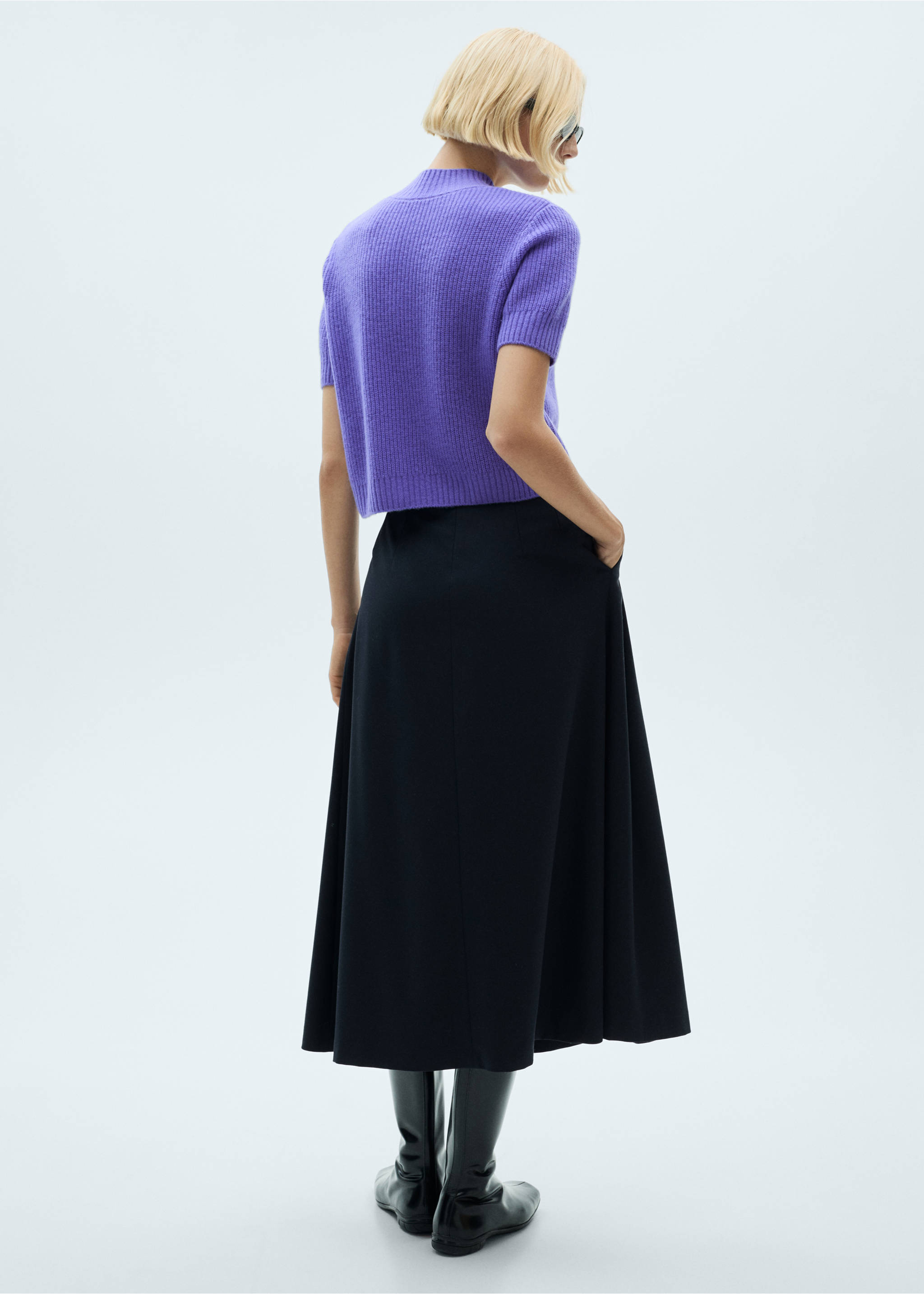 Short-sleeved wool sweater - Reverse of the article, Purple. Ref: 77007723-00.