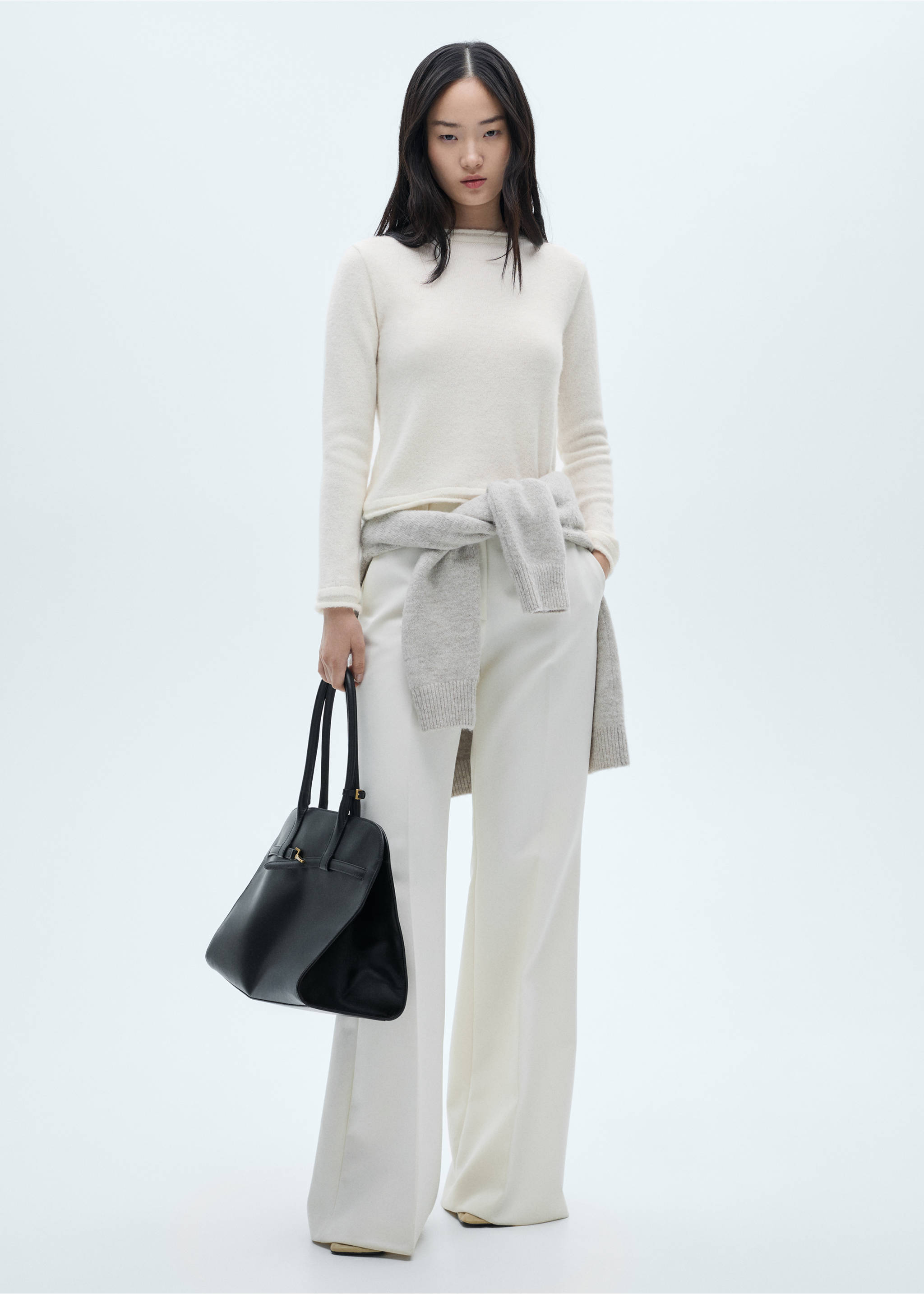 Pull-over col rond boutons - Plan général, Écru. Ref: 77007730-00.