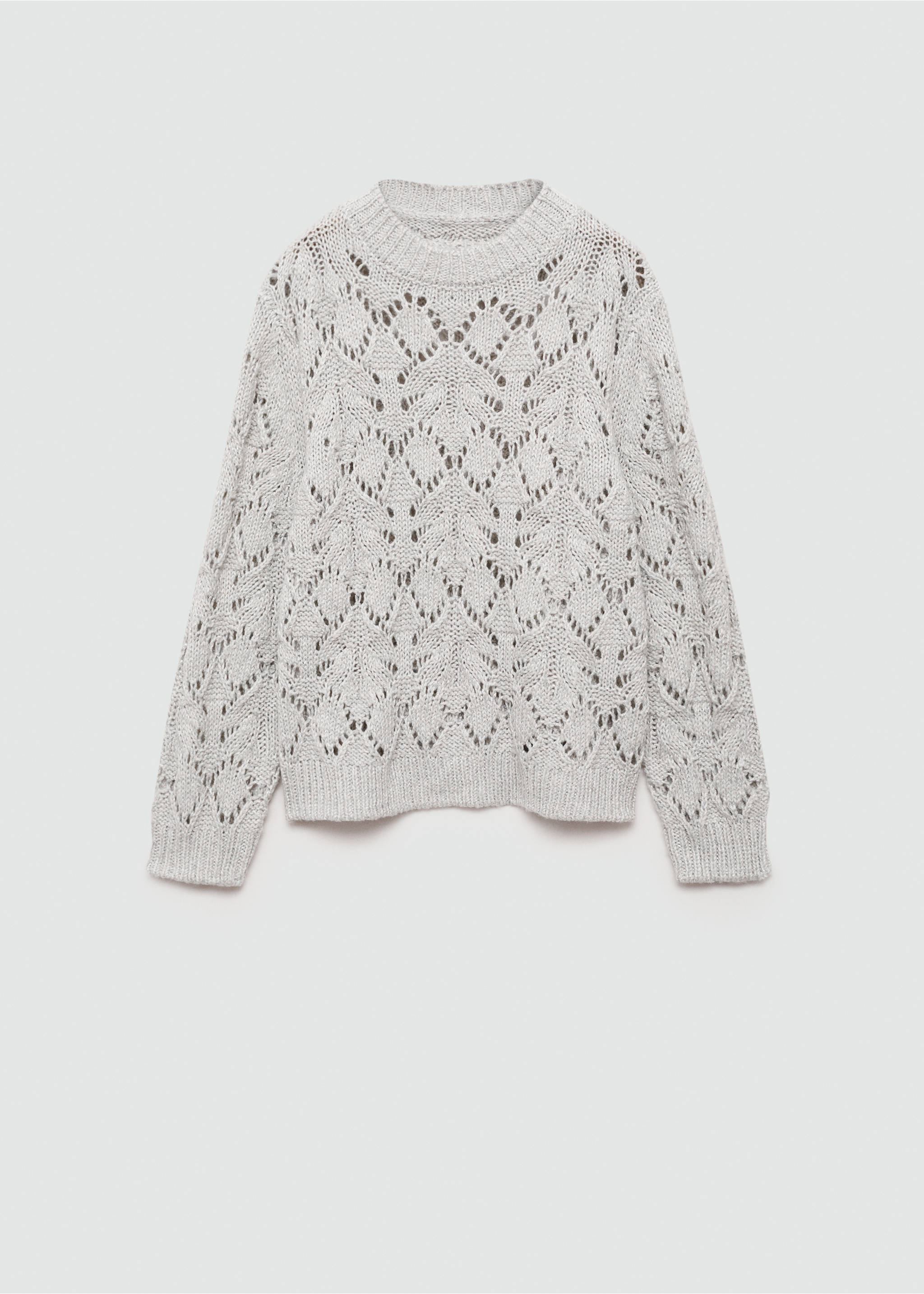 Openwork lurex knit sweater - Article without model, Light Heather Grey. Ref: 77007732-00.