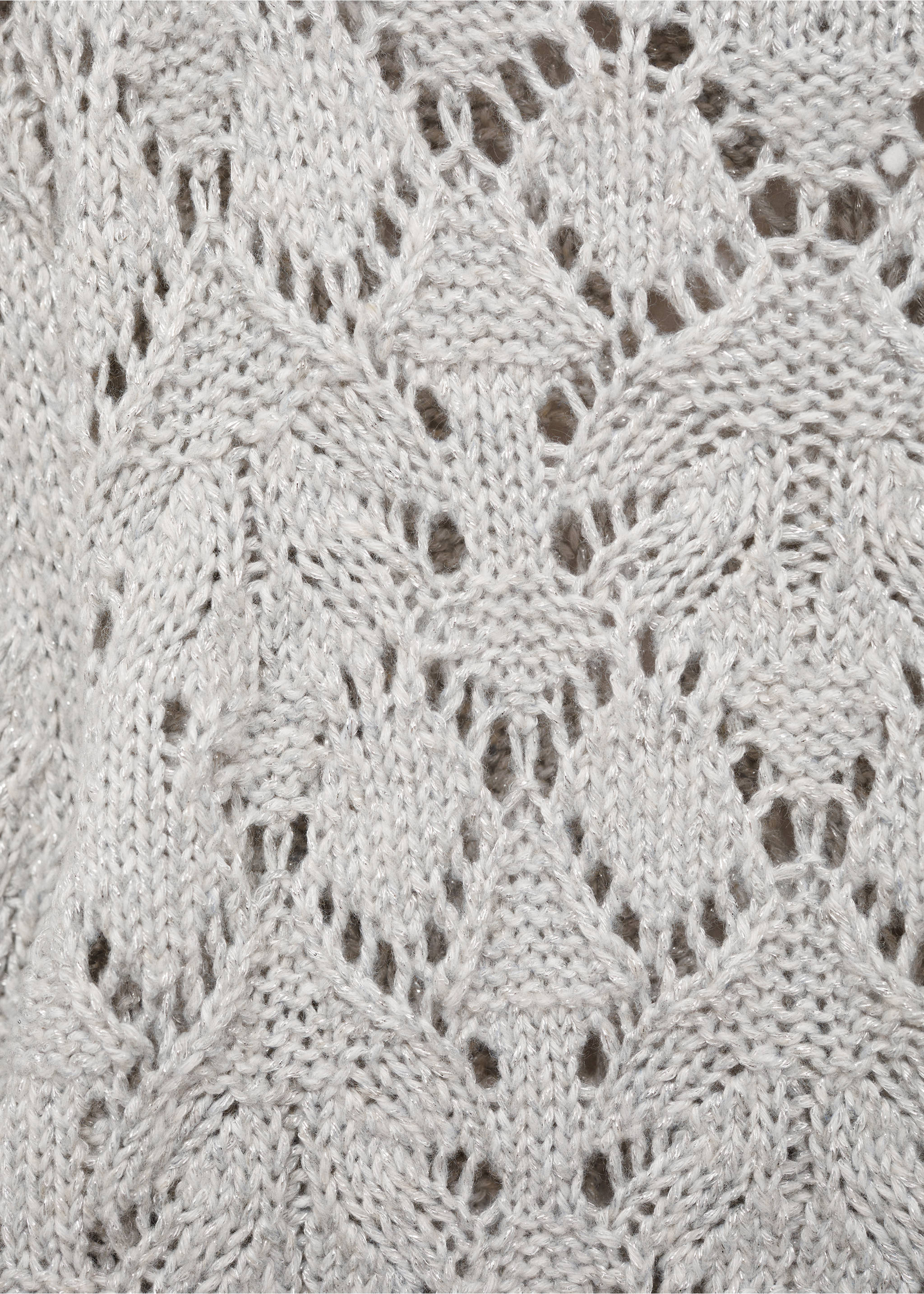 Openwork lurex knit sweater - Details of the article 8, Light Heather Grey. Ref: 77007732-00.