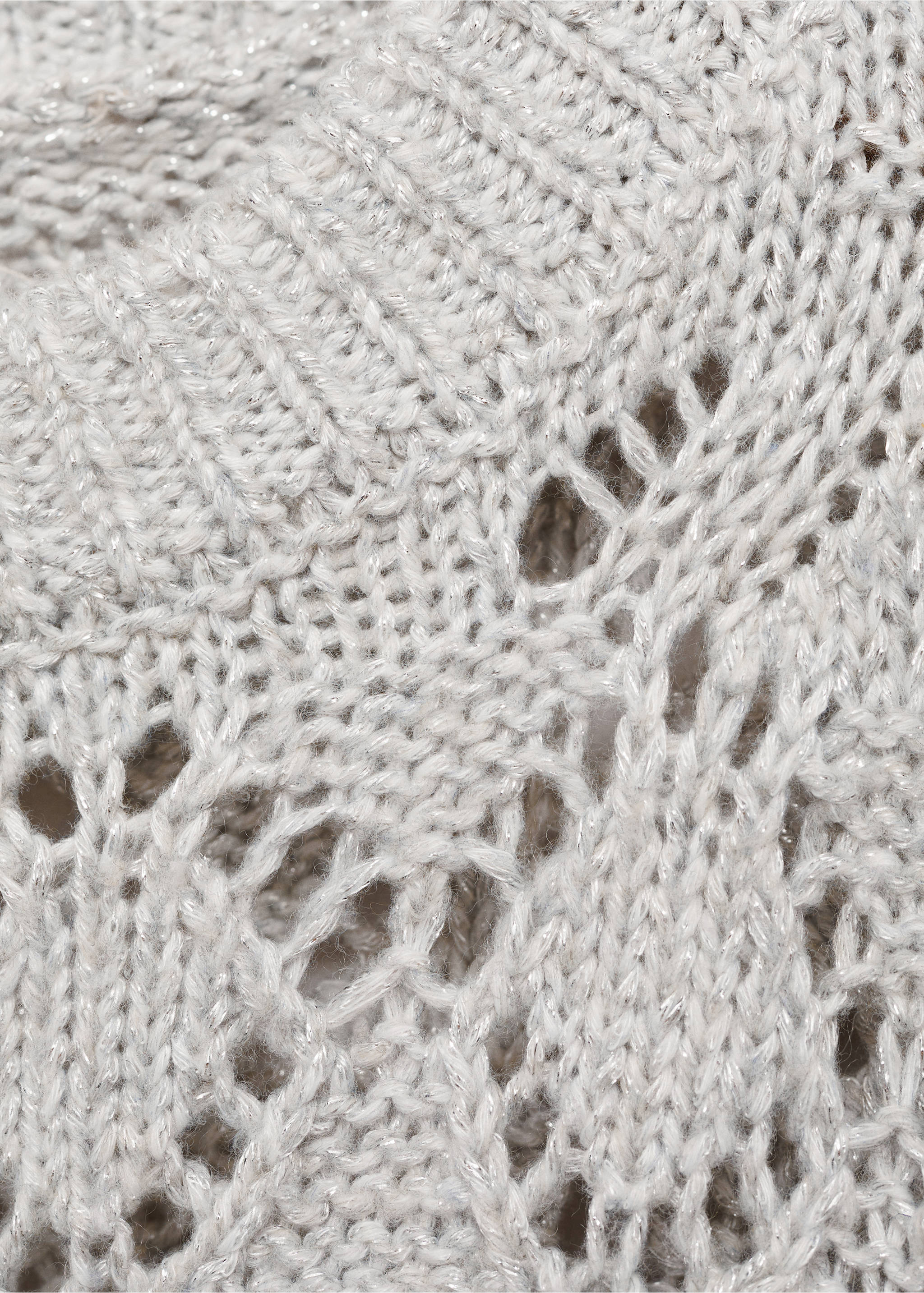 Openwork lurex knit sweater - Details of the article 0, Light Heather Grey. Ref: 77007732-00.