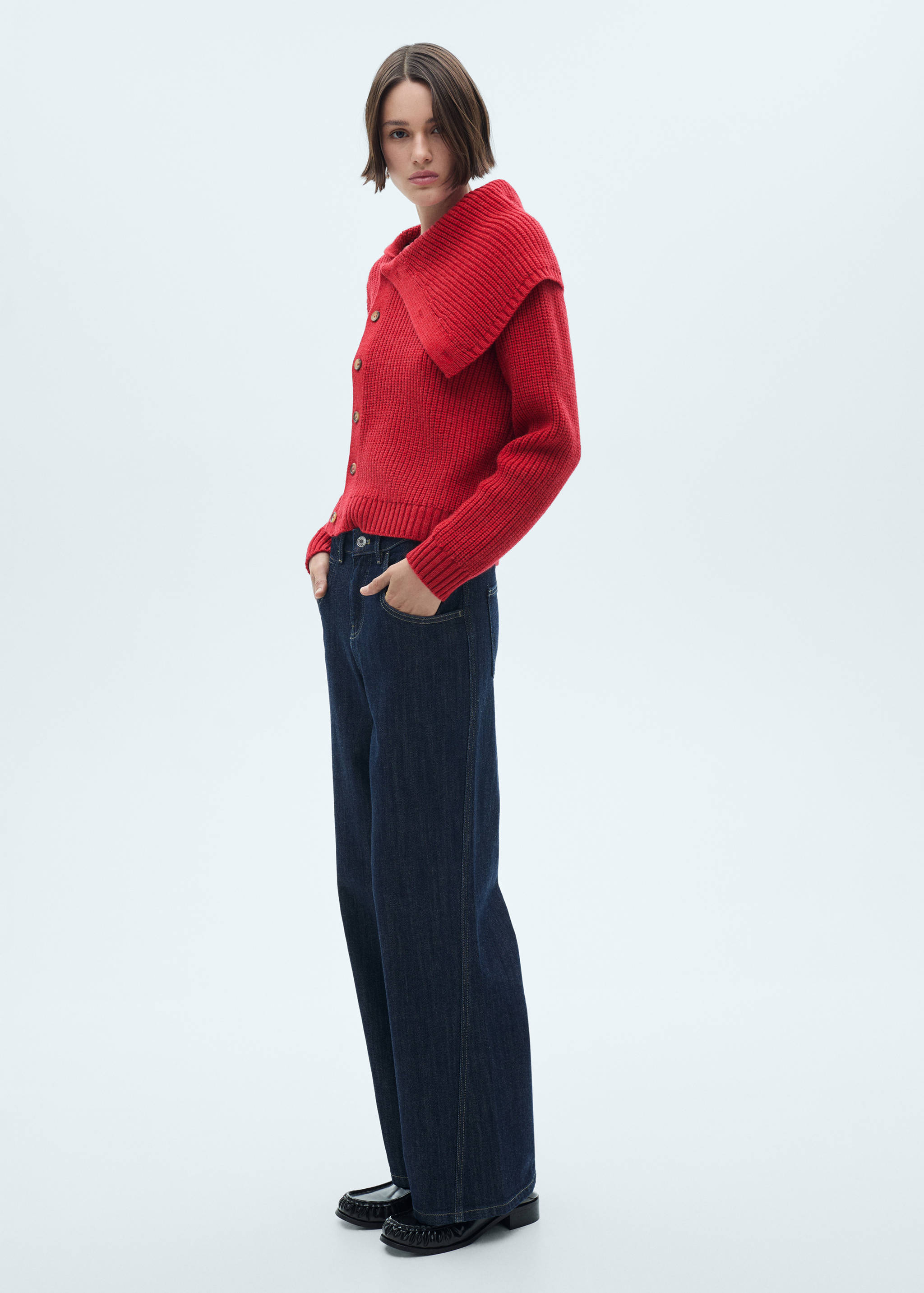 Funnel-neck sweater with buttons - General plane