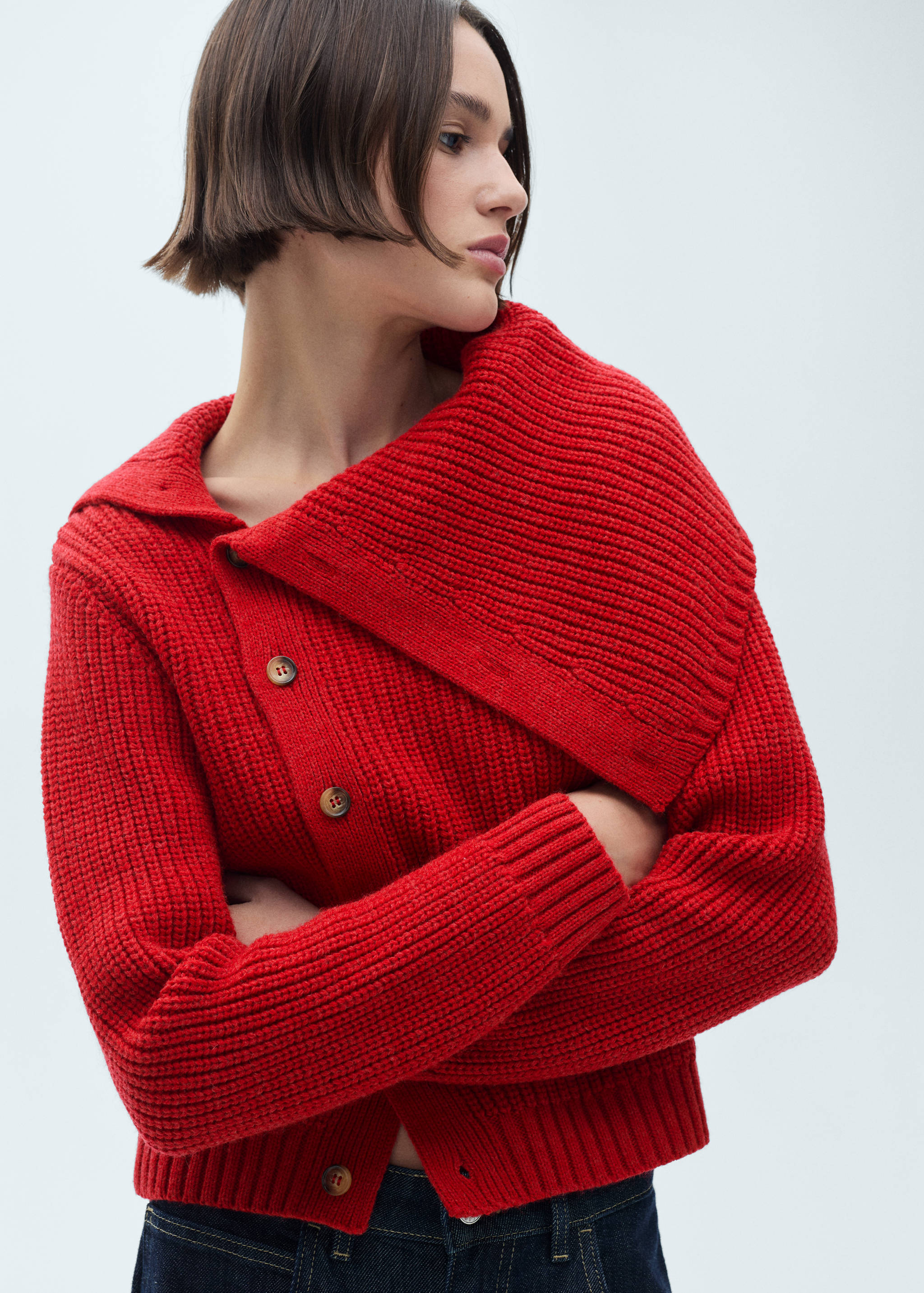 Funnel-neck sweater with buttons - Medium plane