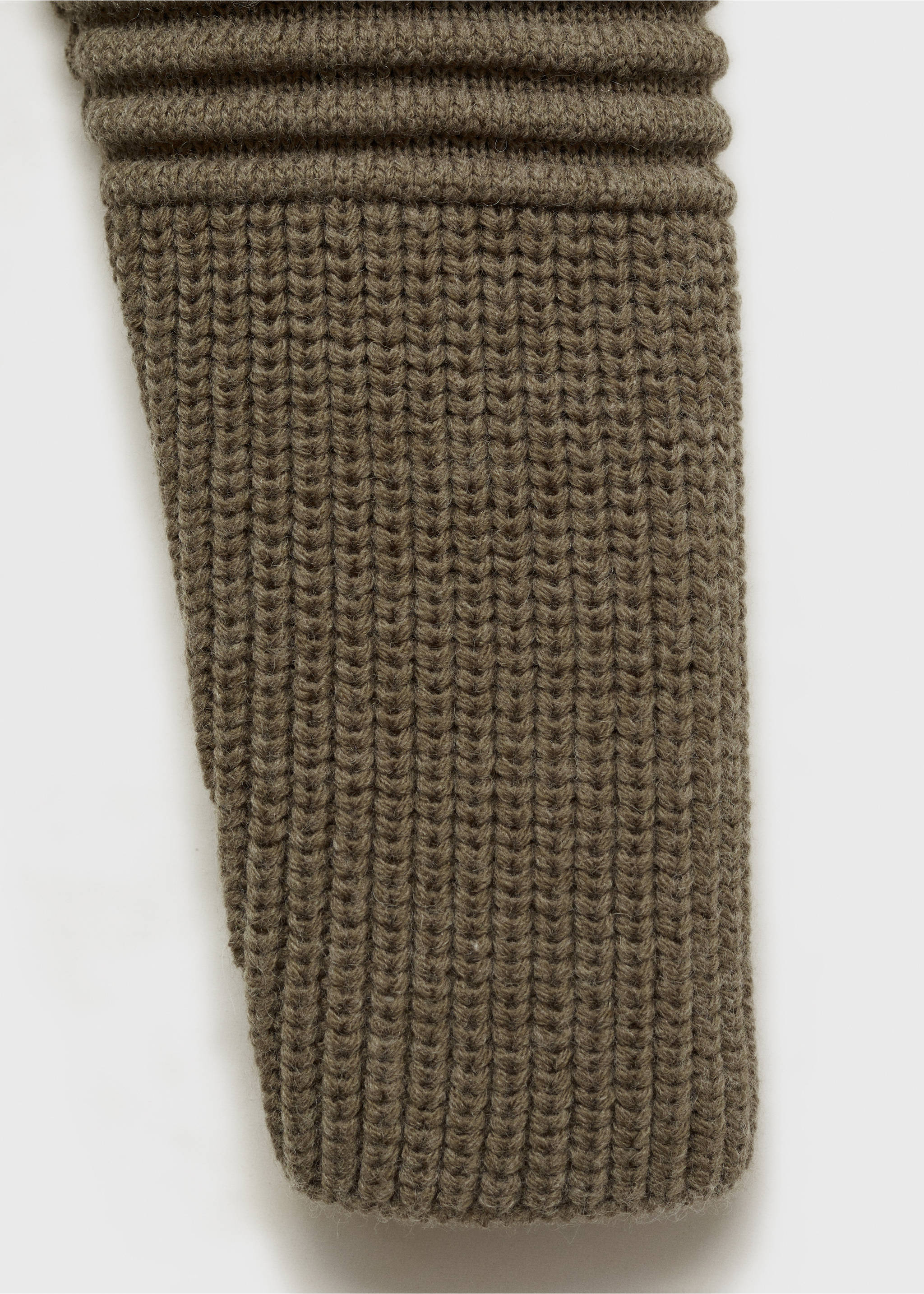 Ribbed sweater with zip collar - Details of the article 0, Khaki. Ref: 77007735-00.