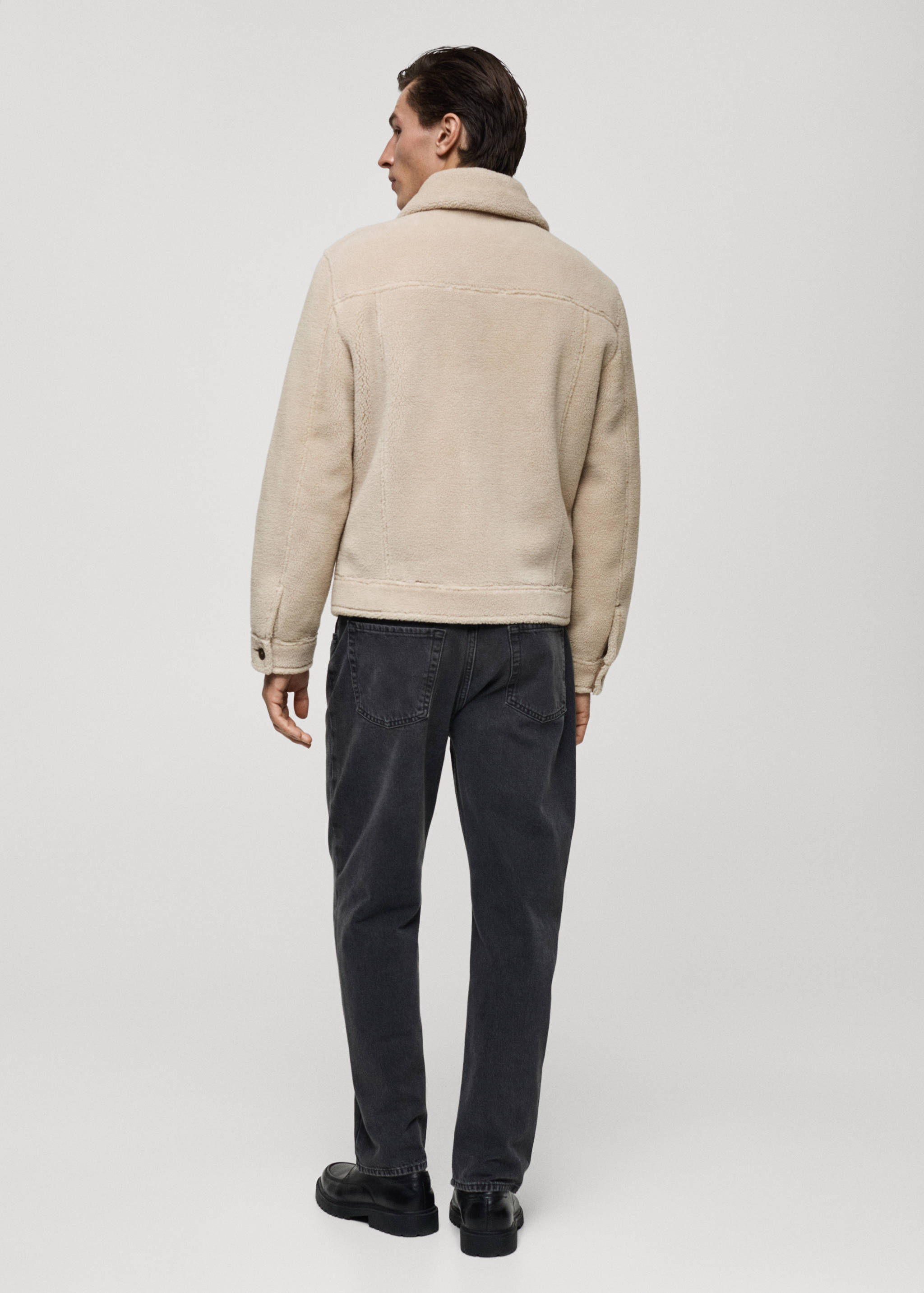 Regular fit sheepskin jacket with buttons - Reverse of the article