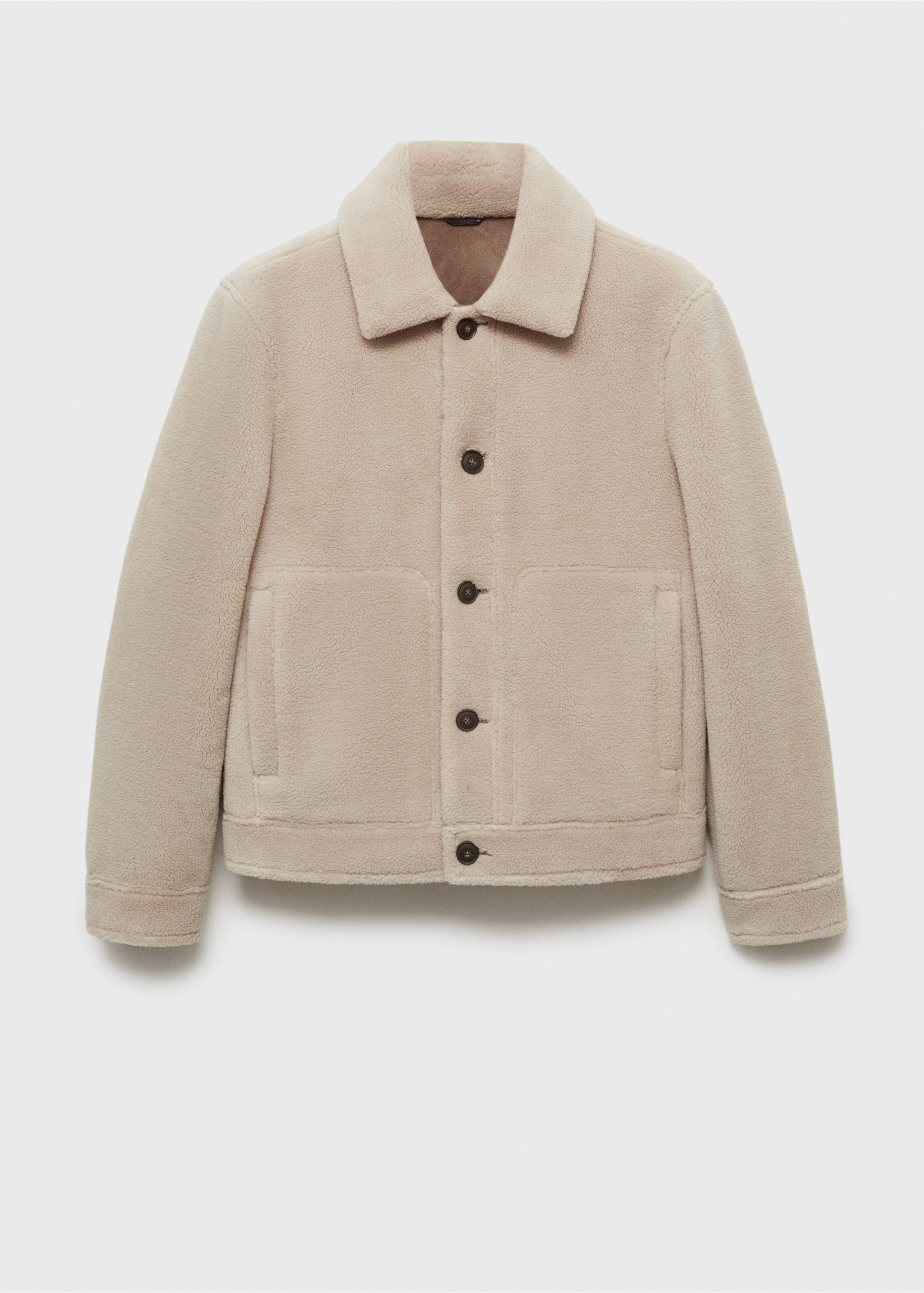 Regular fit sheepskin jacket with buttons - Article without model, Ecru. Ref: 77007919-00.