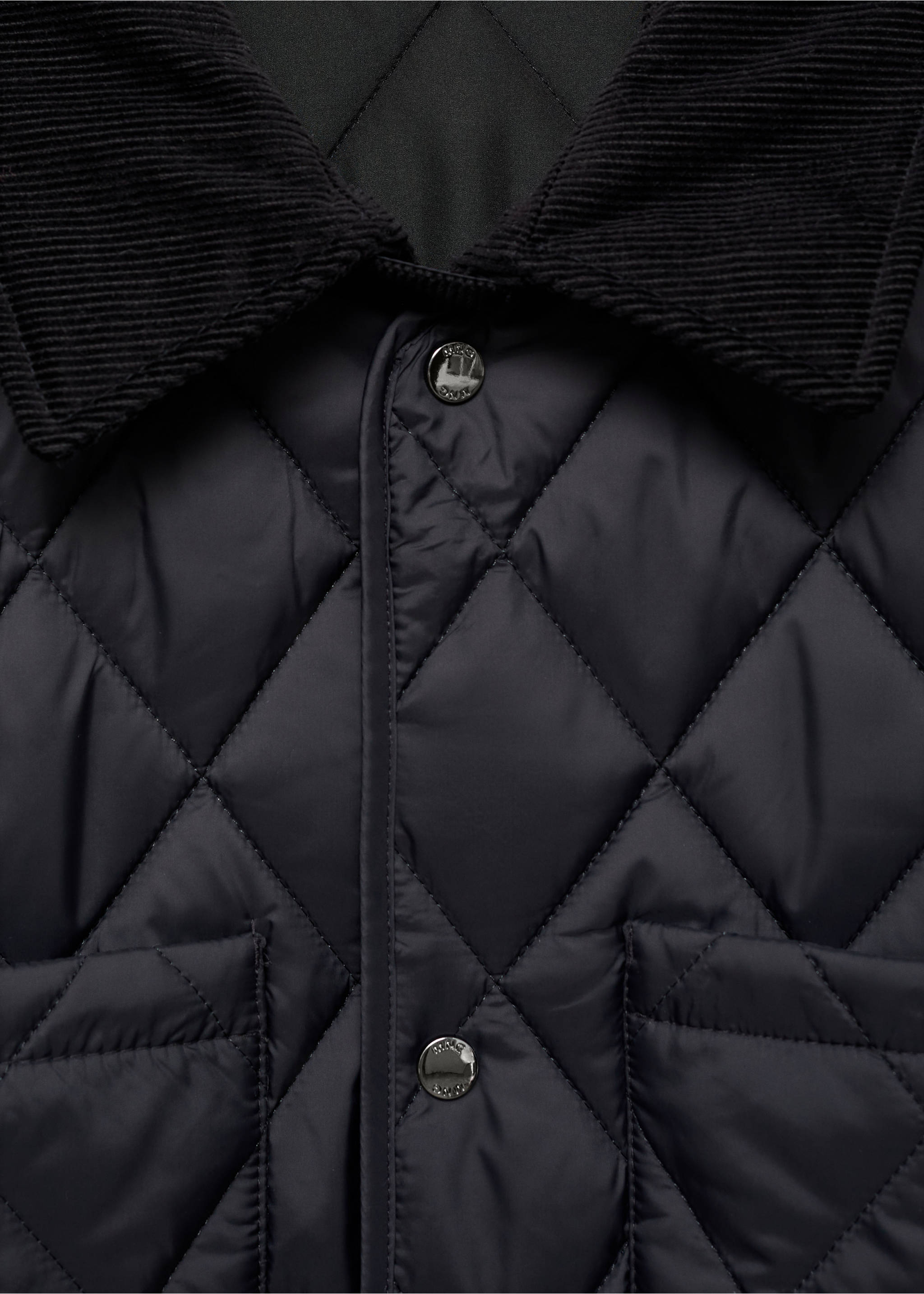 Water-repellent quilted jacket - Details of the article 8, Dark Navy. Ref: 77007920-00.