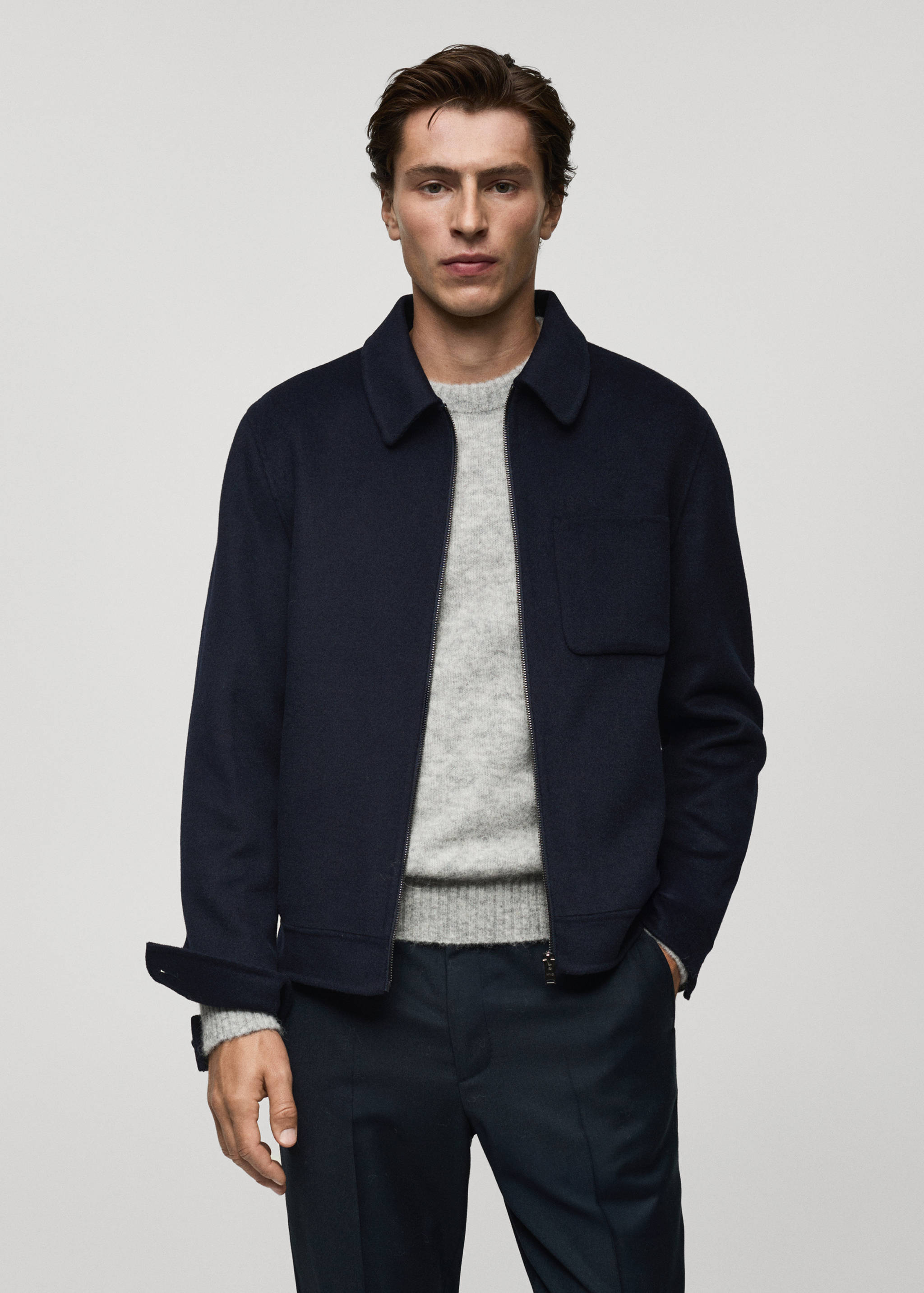 Handmade-Wolljacke mit Tasche - Mittlere Ansicht