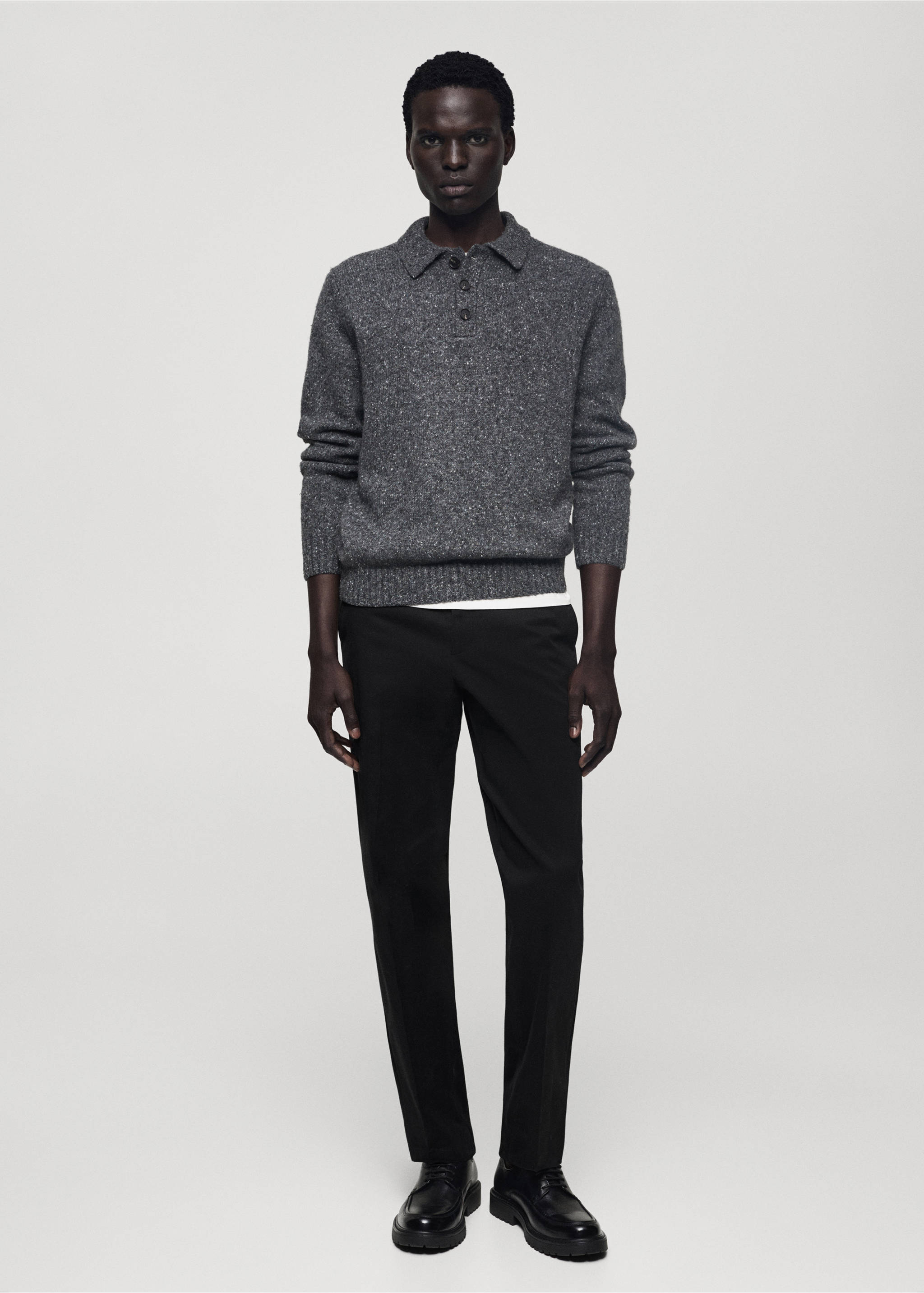 Cotton straight-fit  trousers with drawstring - General plane, Black. Ref: 77007930-00.